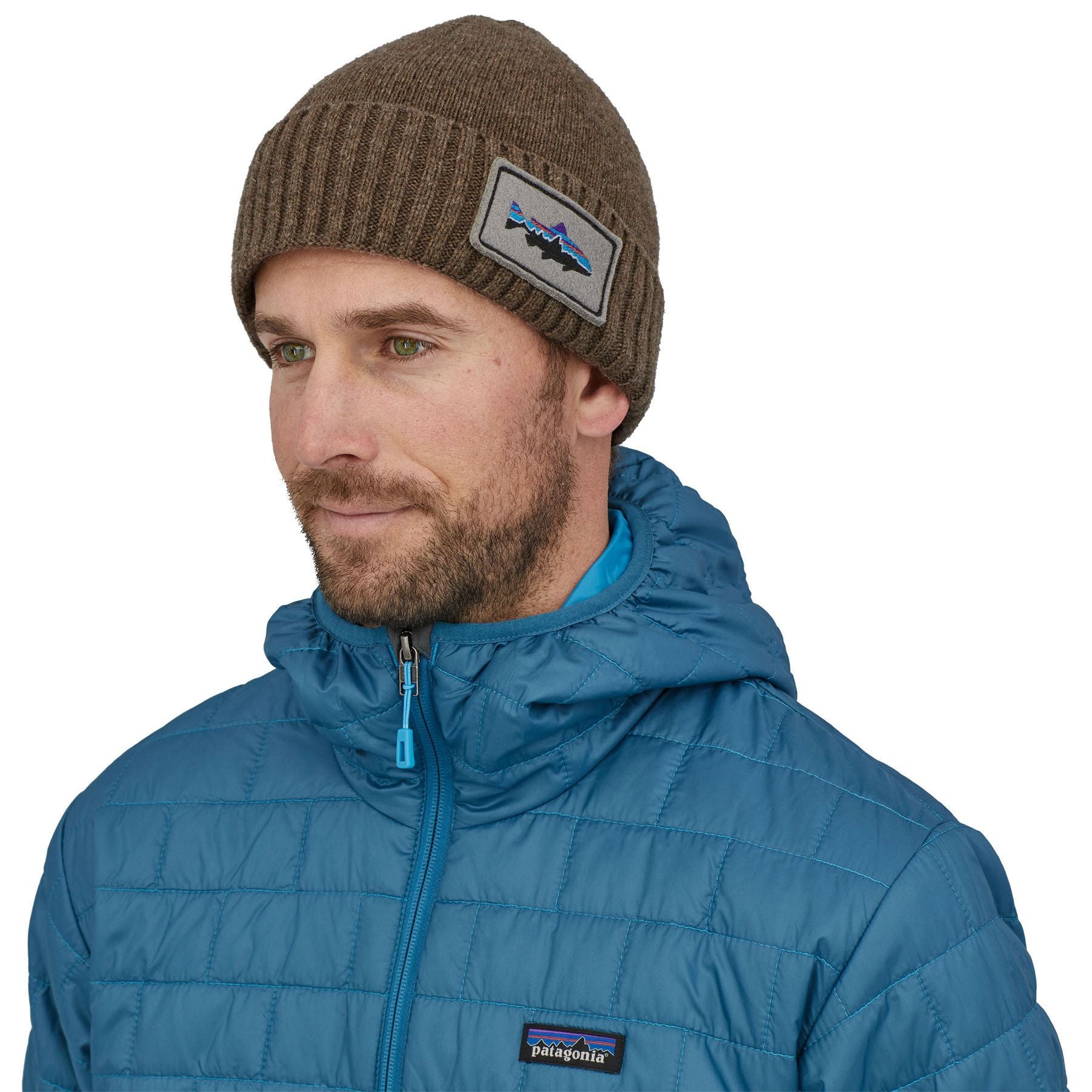 Patagonia Brodeo Beanie Fitz Roy Trout Patch: Ash Tan Image 05