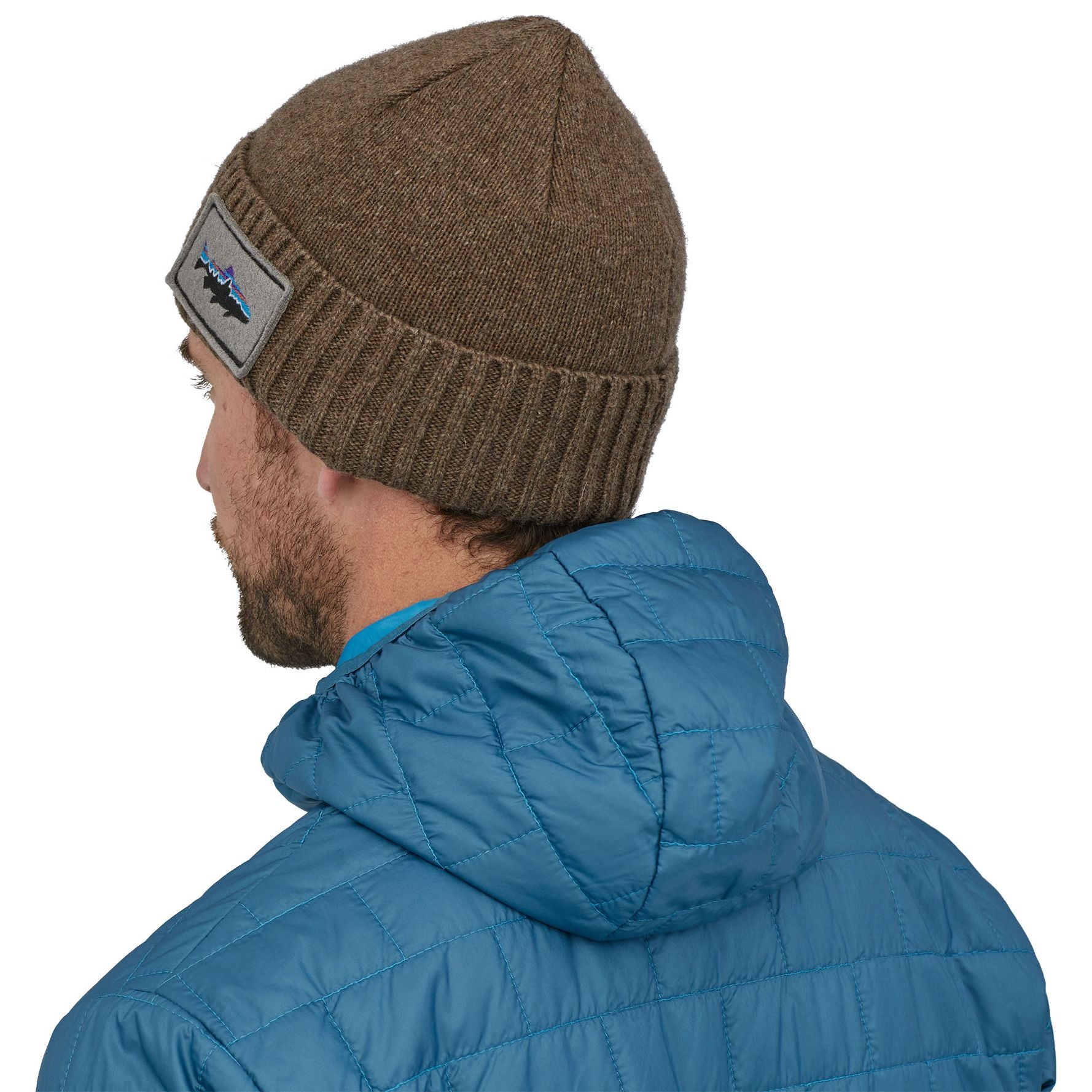 Patagonia Brodeo Beanie Fitz Roy Trout Patch: Ash Tan Image 06