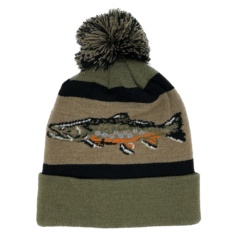 Rep Your Water Hat:  Knit Hats with Pompom (Fish Prints)