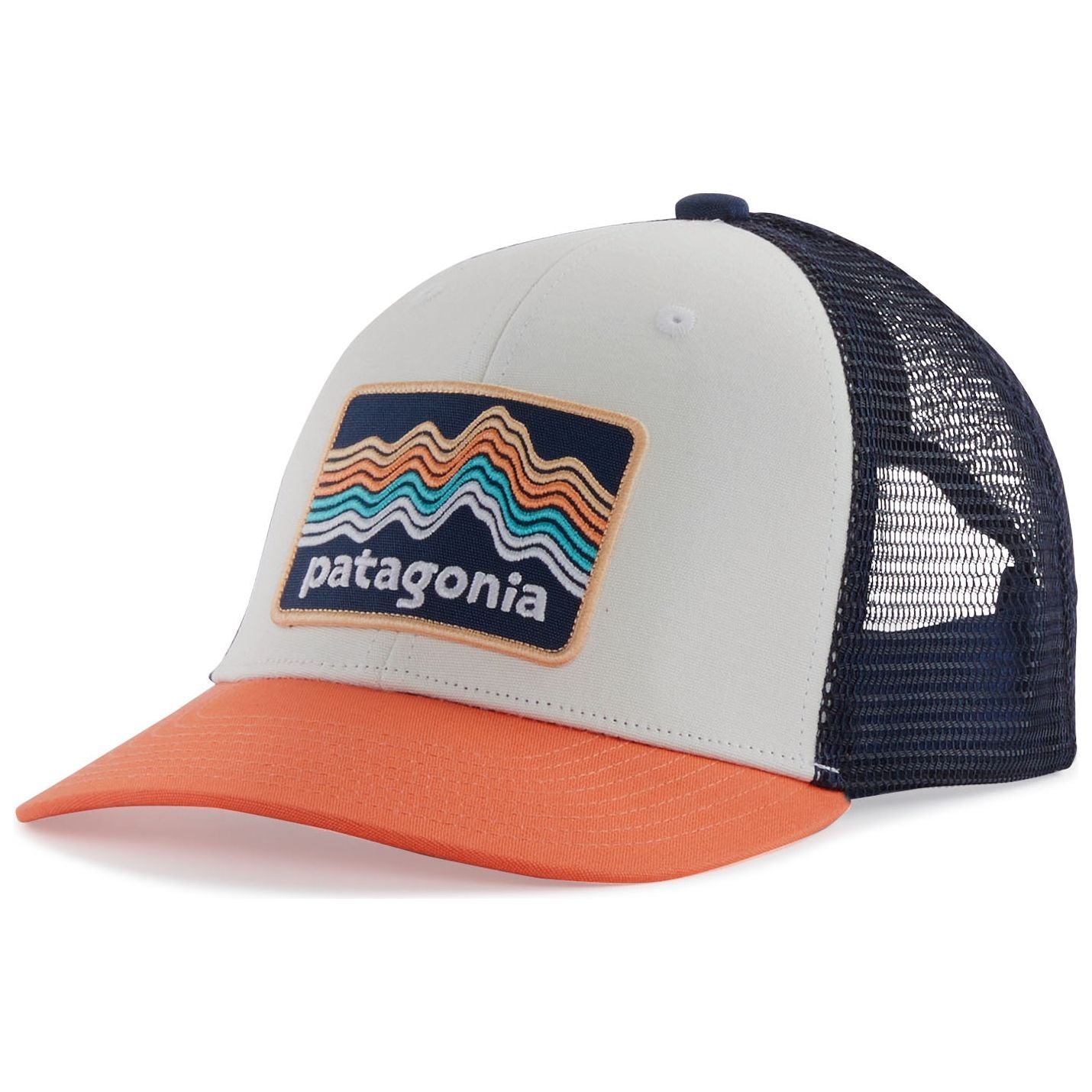 Patagonia Kids' Trucker Hat Ridge Rise Stripe: Coho Coral Image 01