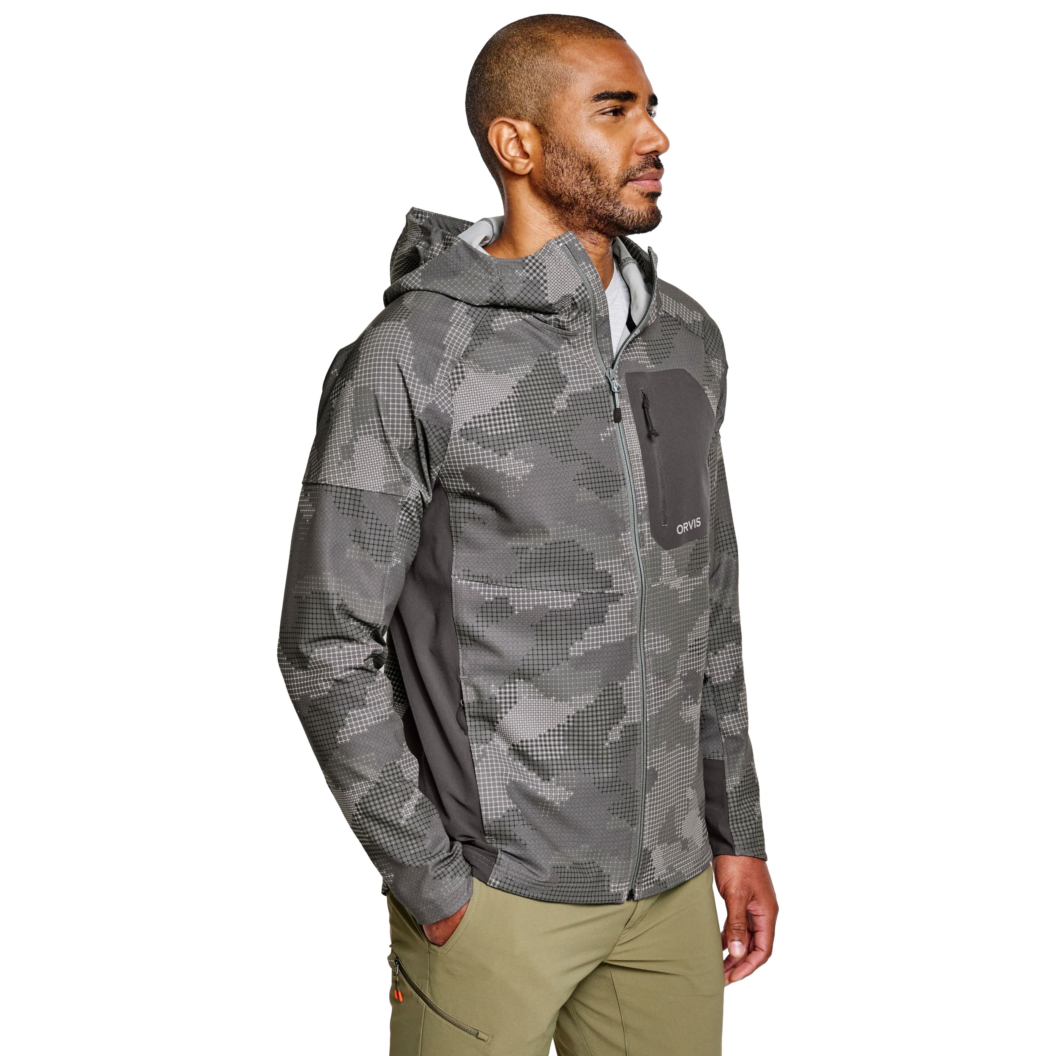 Orvis Men's Pro LT Softshell Hoodie Steel Camo Image 03