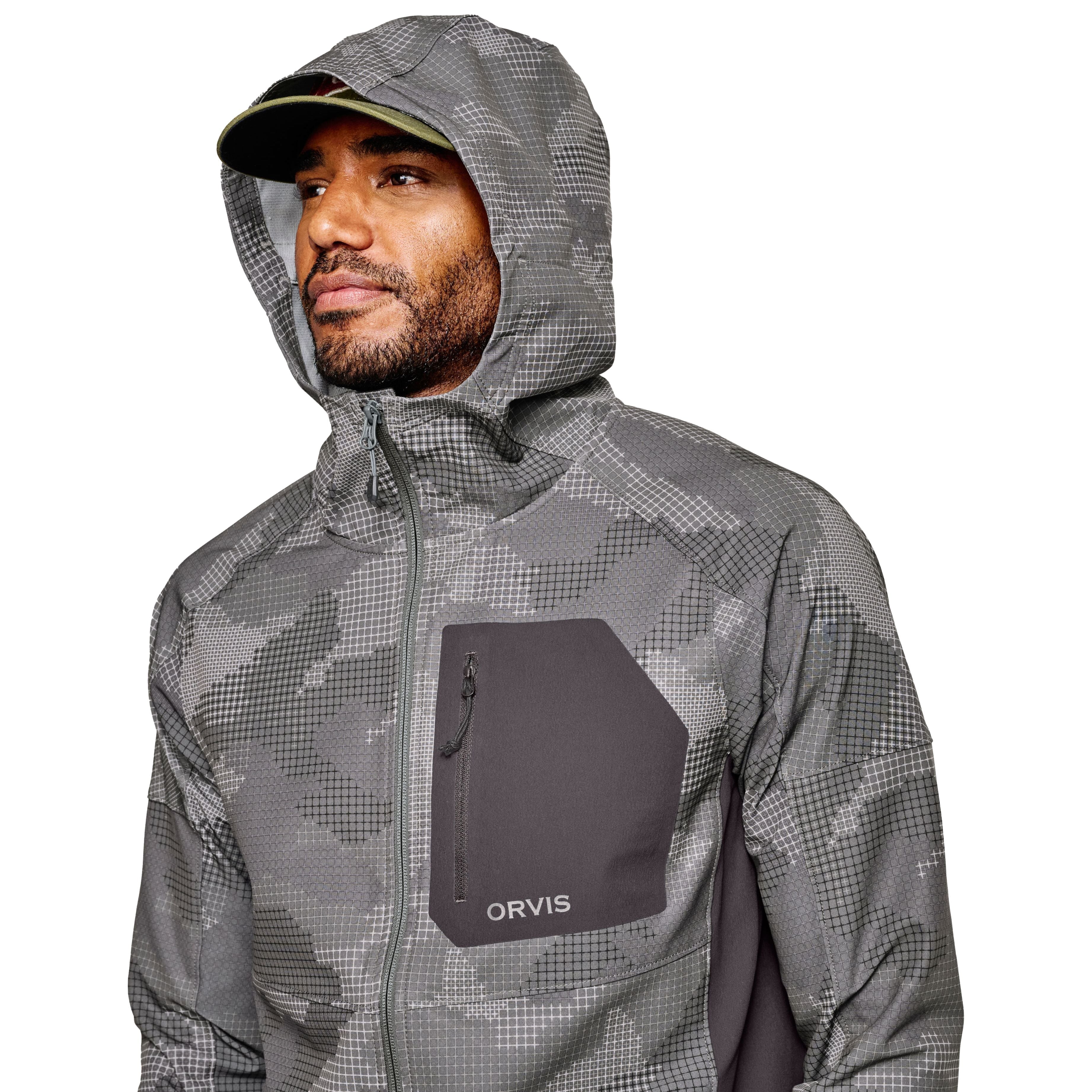 Orvis Men's Pro LT Softshell Hoodie Steel Camo Image 06