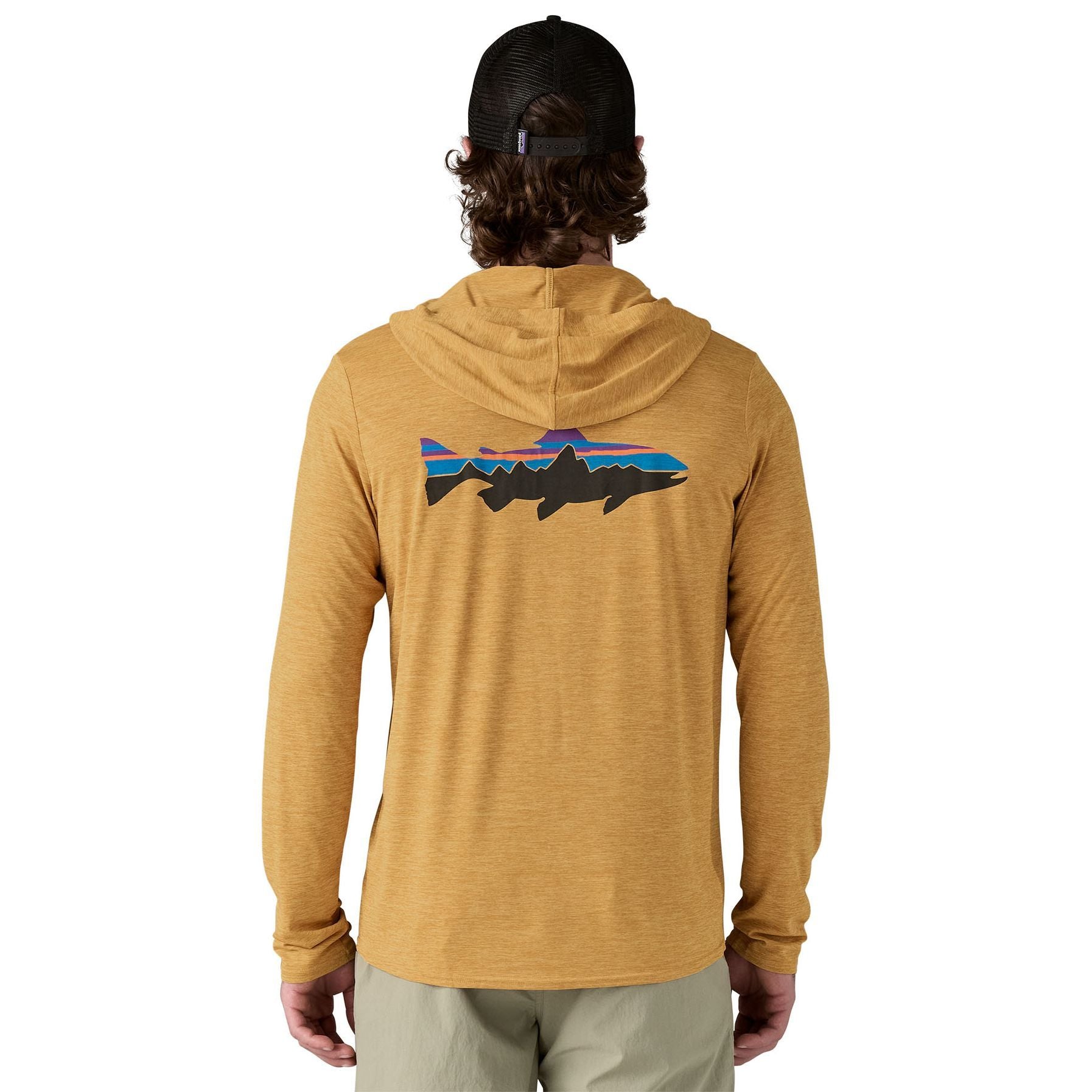 Patagonia Men's Capilene Cool Daily Graphic Hoody Fitz Roy Trout: Beeswax Tan X-Dye Image 02