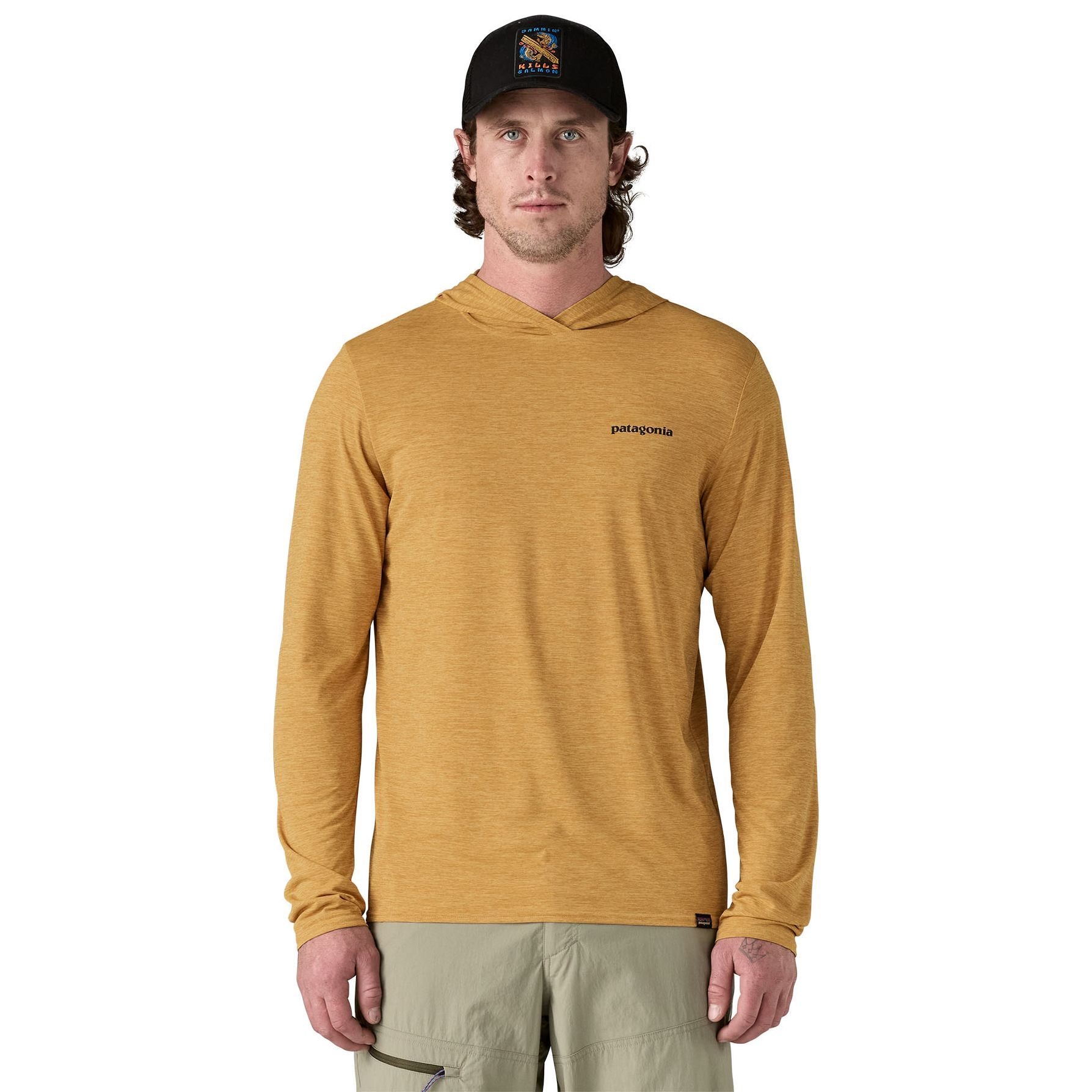 Patagonia Men's Capilene Cool Daily Graphic Hoody Fitz Roy Trout: Beeswax Tan X-Dye Image 03