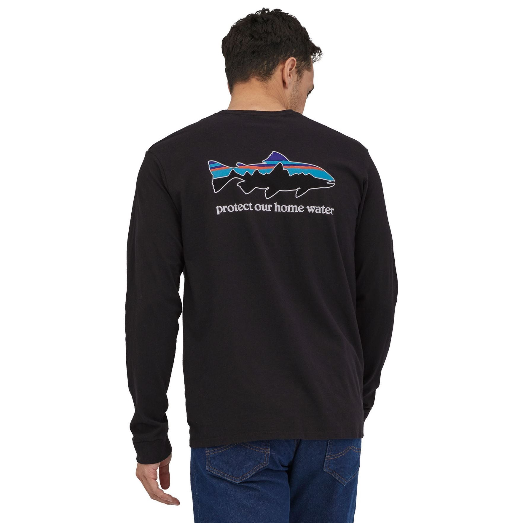 Patagonia Men's Long-Sleeved Home Water Trout Responsibili-Tee Black Image 03
