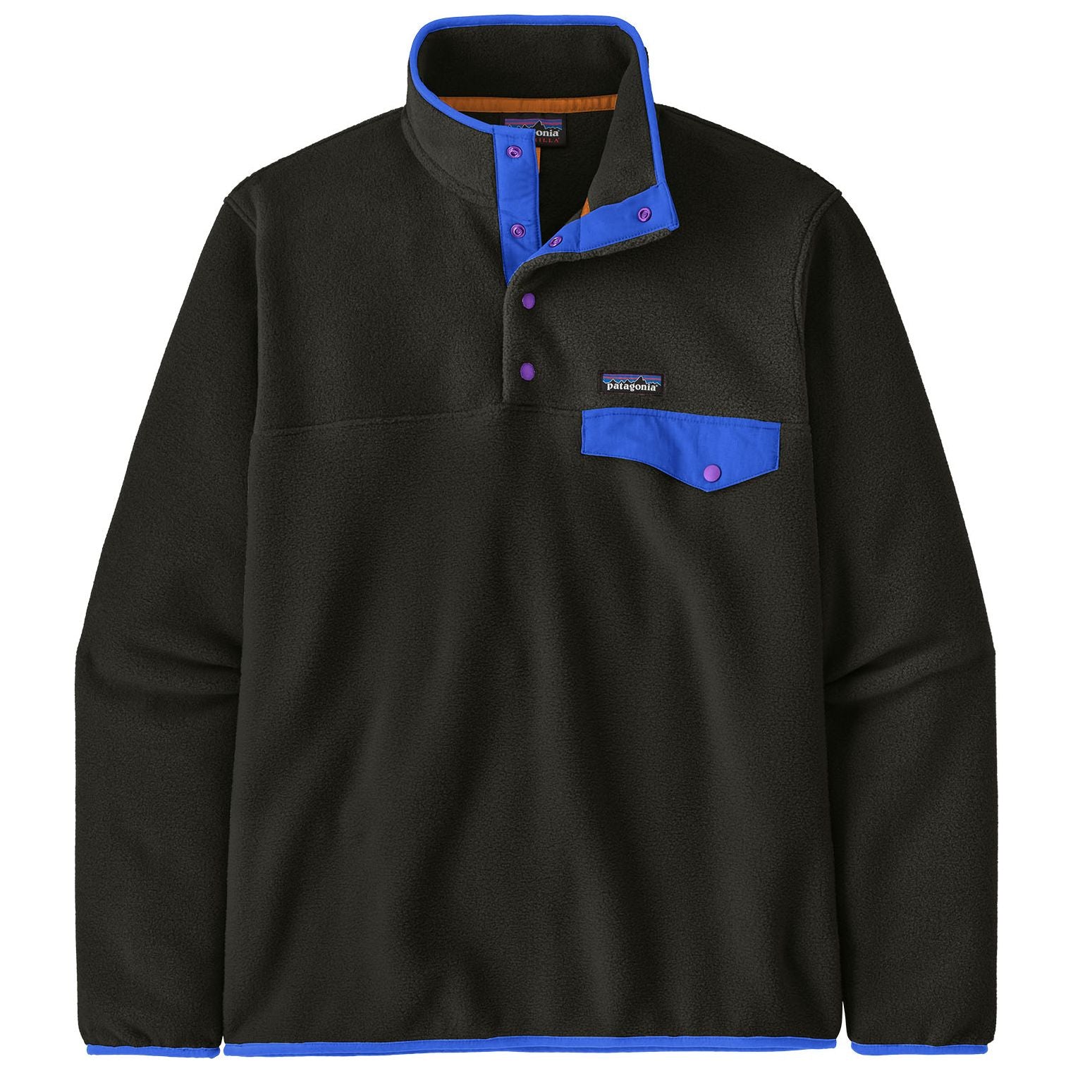 Patagonia Men's Lightweight Synch Snap-T Pullover Black with P6 Blue Image 01