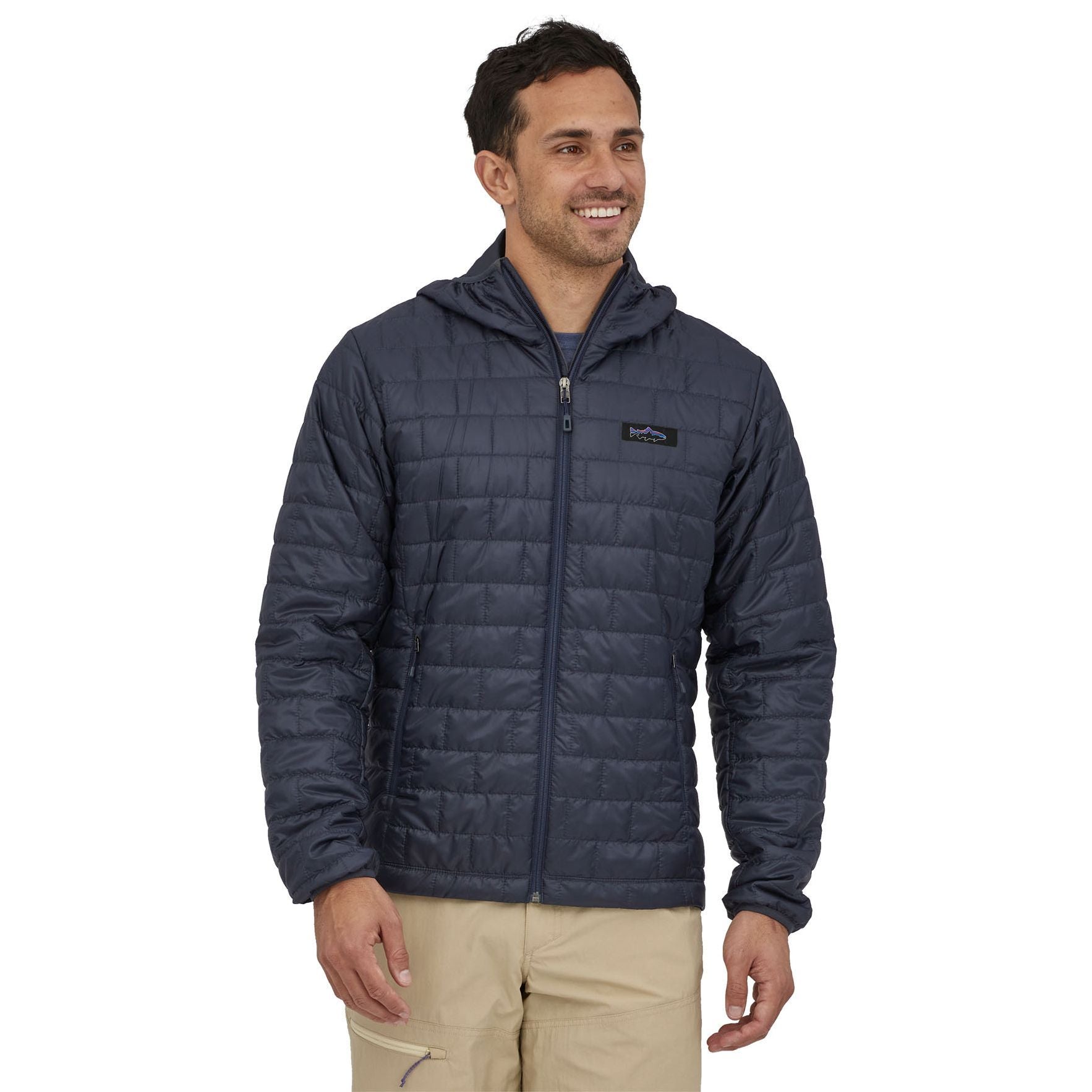 Patagonia Men's Nano Puff Fitz Roy Trout Hoody Smolder Blue Image 03