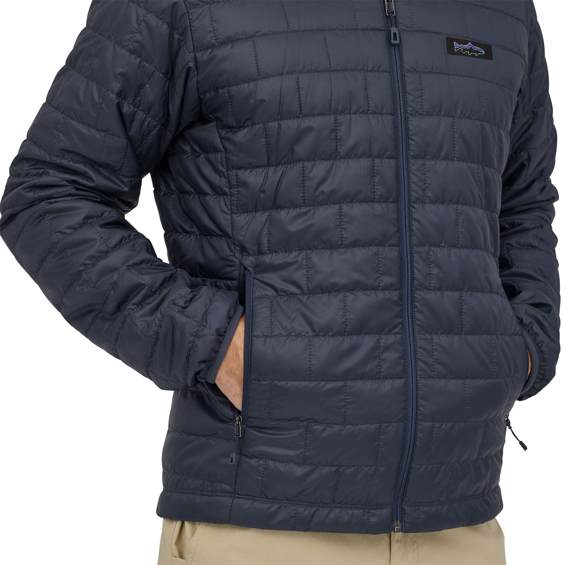 Patagonia Men's Nano Puff Fitz Roy Trout Hoody Smolder Blue Image 06
