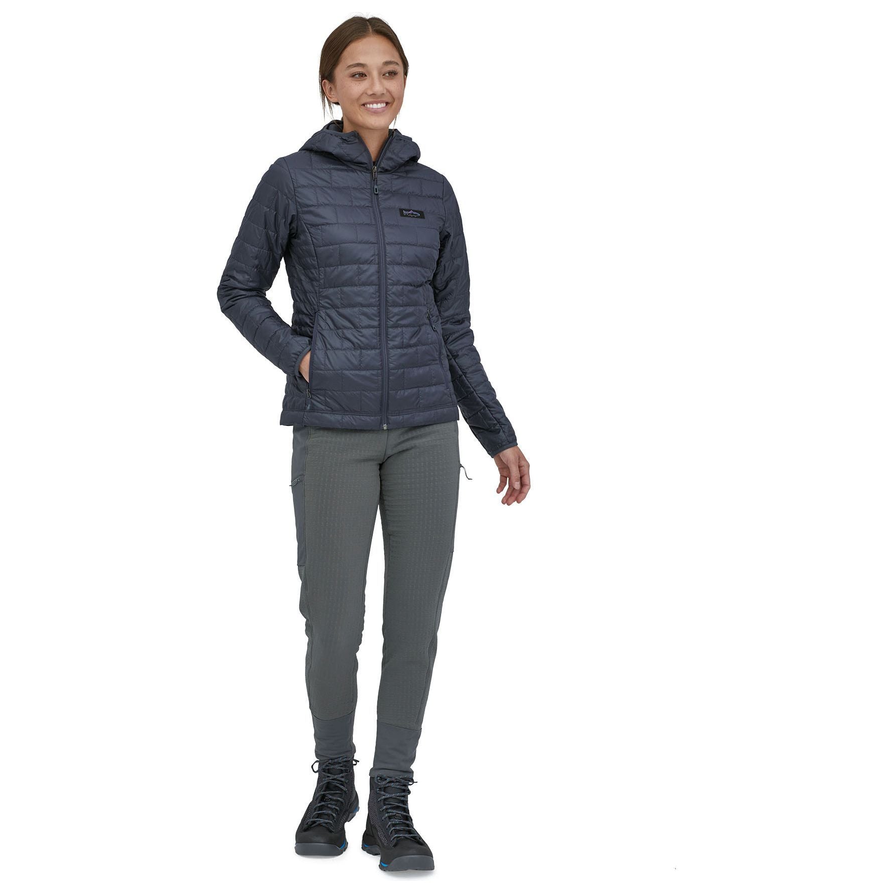 Patagonia Women's Nano Puff Fitz Roy Trout Hoody Smolder Blue Image 02