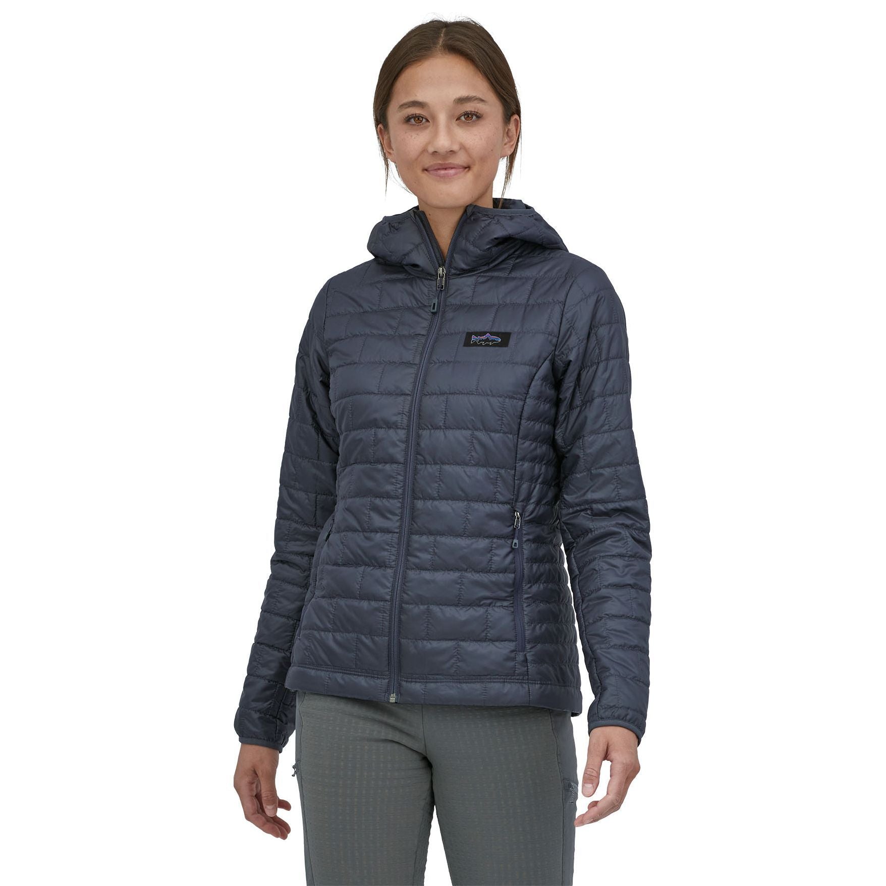 Patagonia Women's Nano Puff Fitz Roy Trout Hoody Smolder Blue Image 03