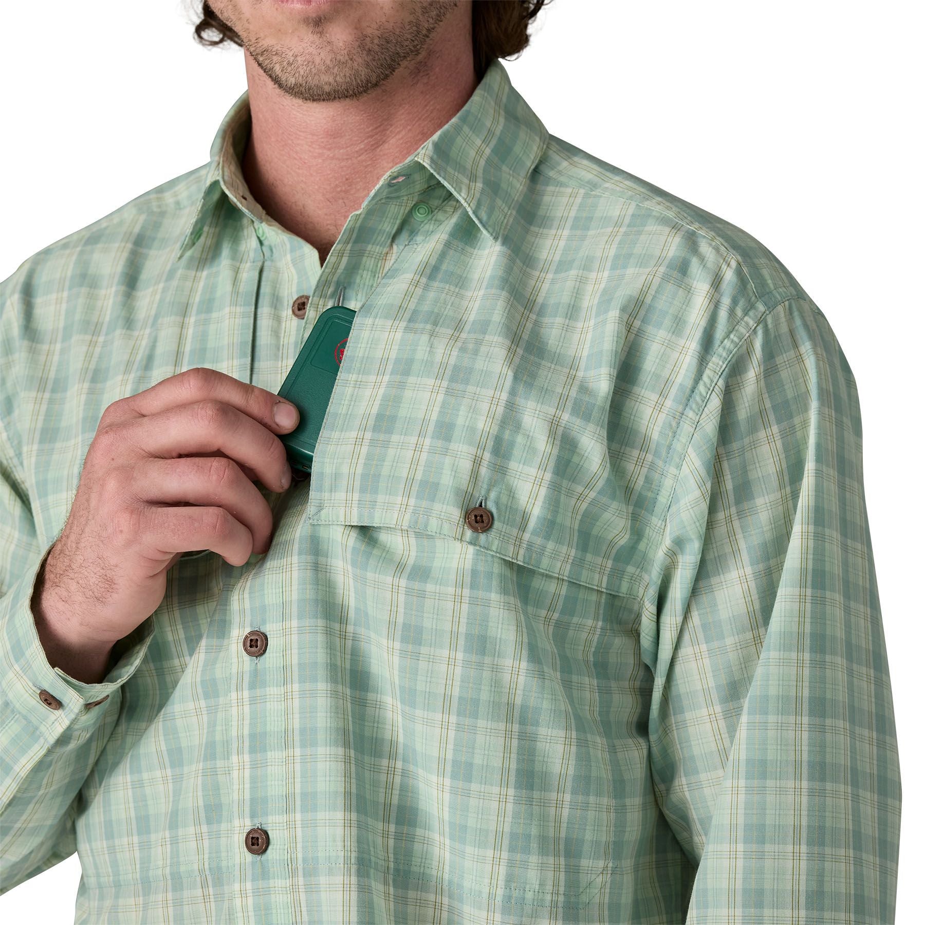 Patagonia Men's Long-Sleeved Island Hopper Shirt Dipper: Rinsed Green Image 07