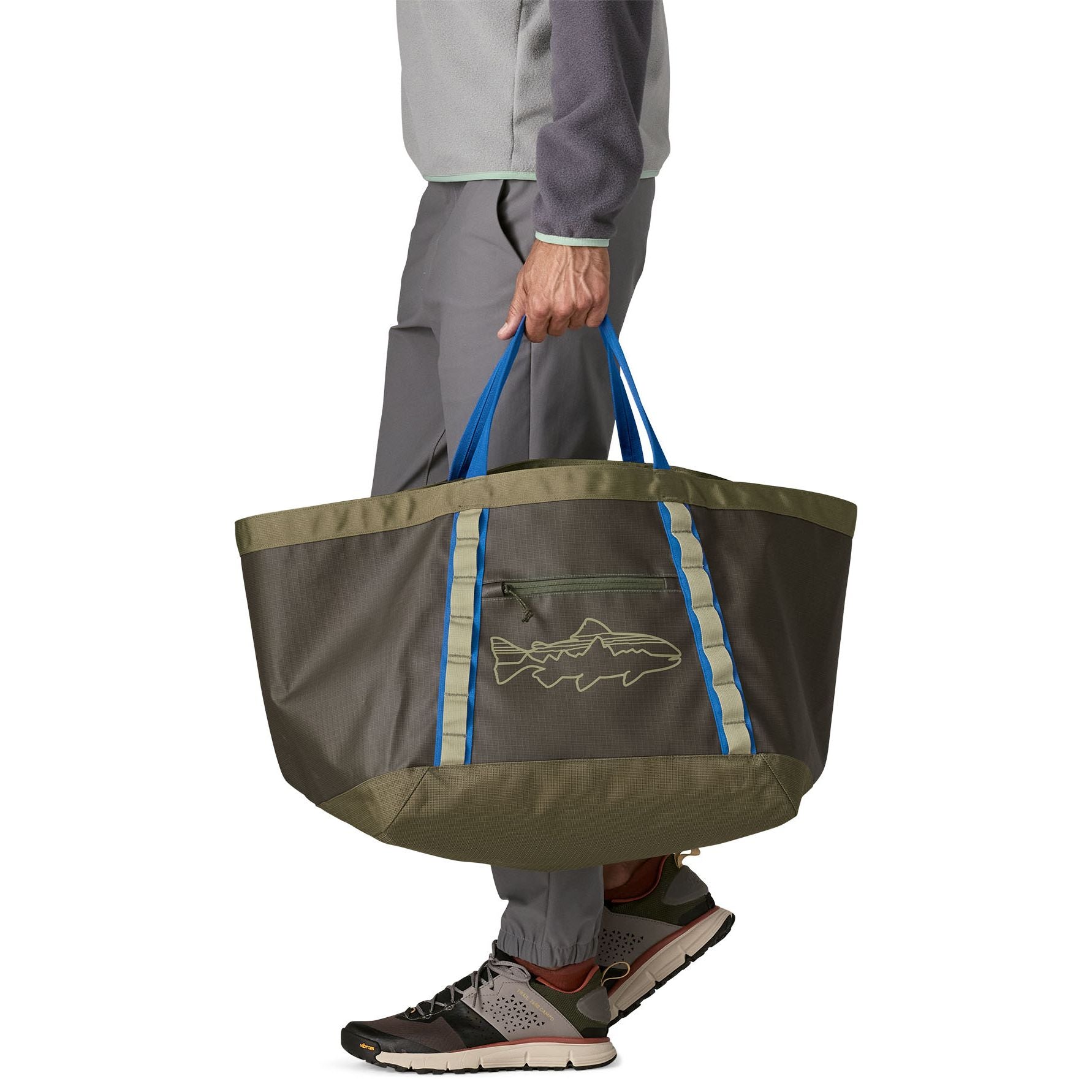 Patagonia Black Hole Gear Tote Basin Green with Fitz Trout Image 03
