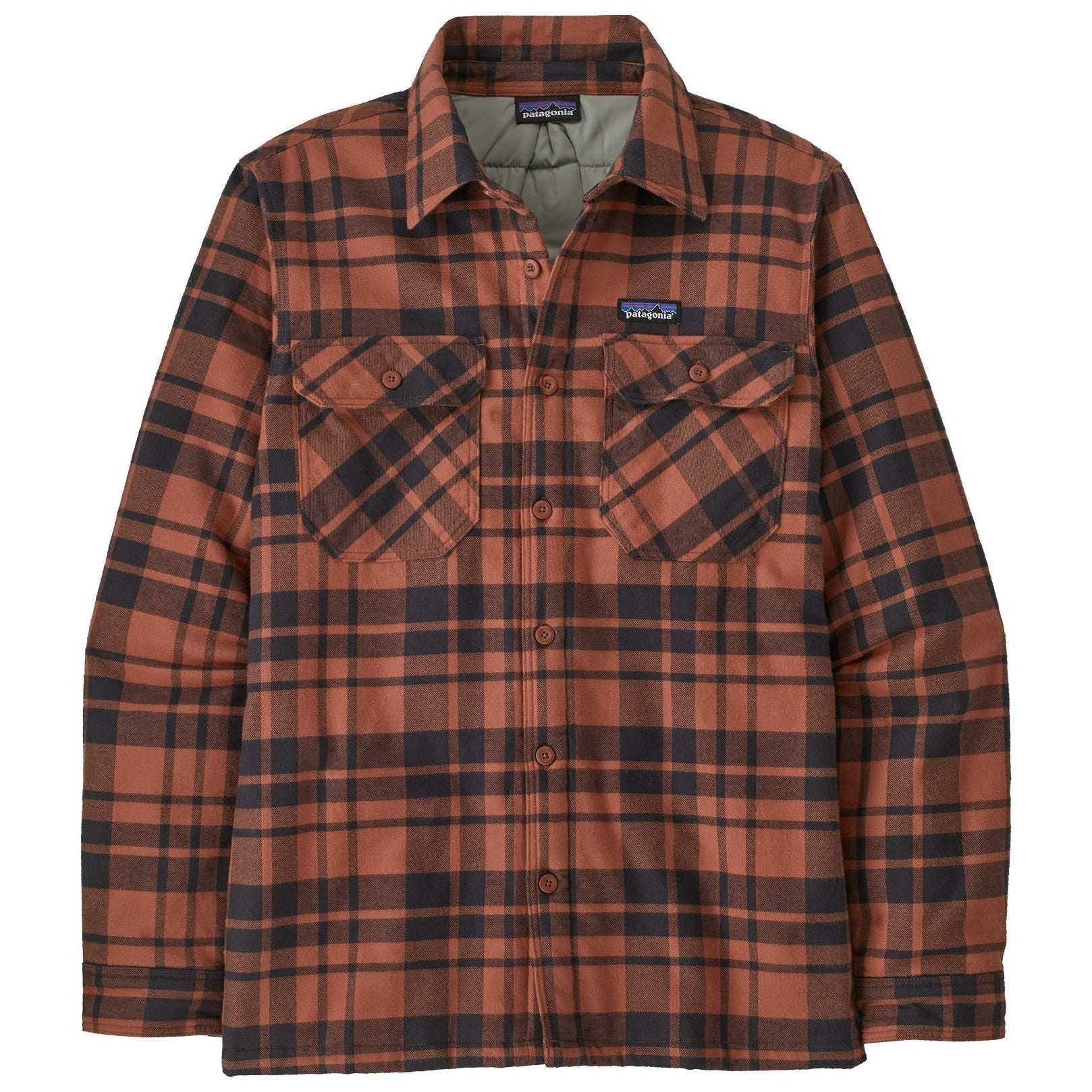 Patagonia Men's Insulated Organic Cotton Midweight Fjord Flannel Shirt Ice Caps: Burl Red Image 01