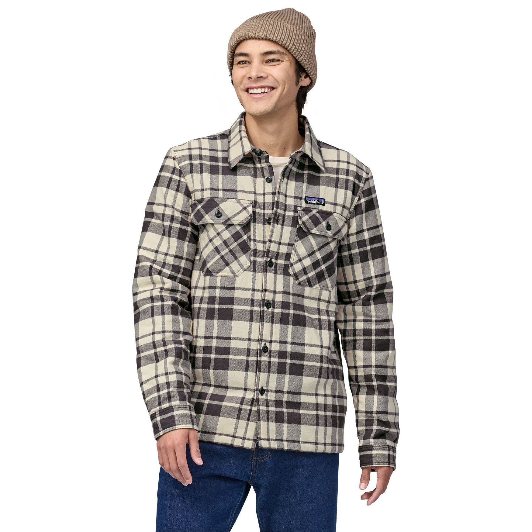Patagonia Men's Insulated Organic Cotton Midweight Fjord Flannel Shirt Ice Caps: Smolder Blue Image 02