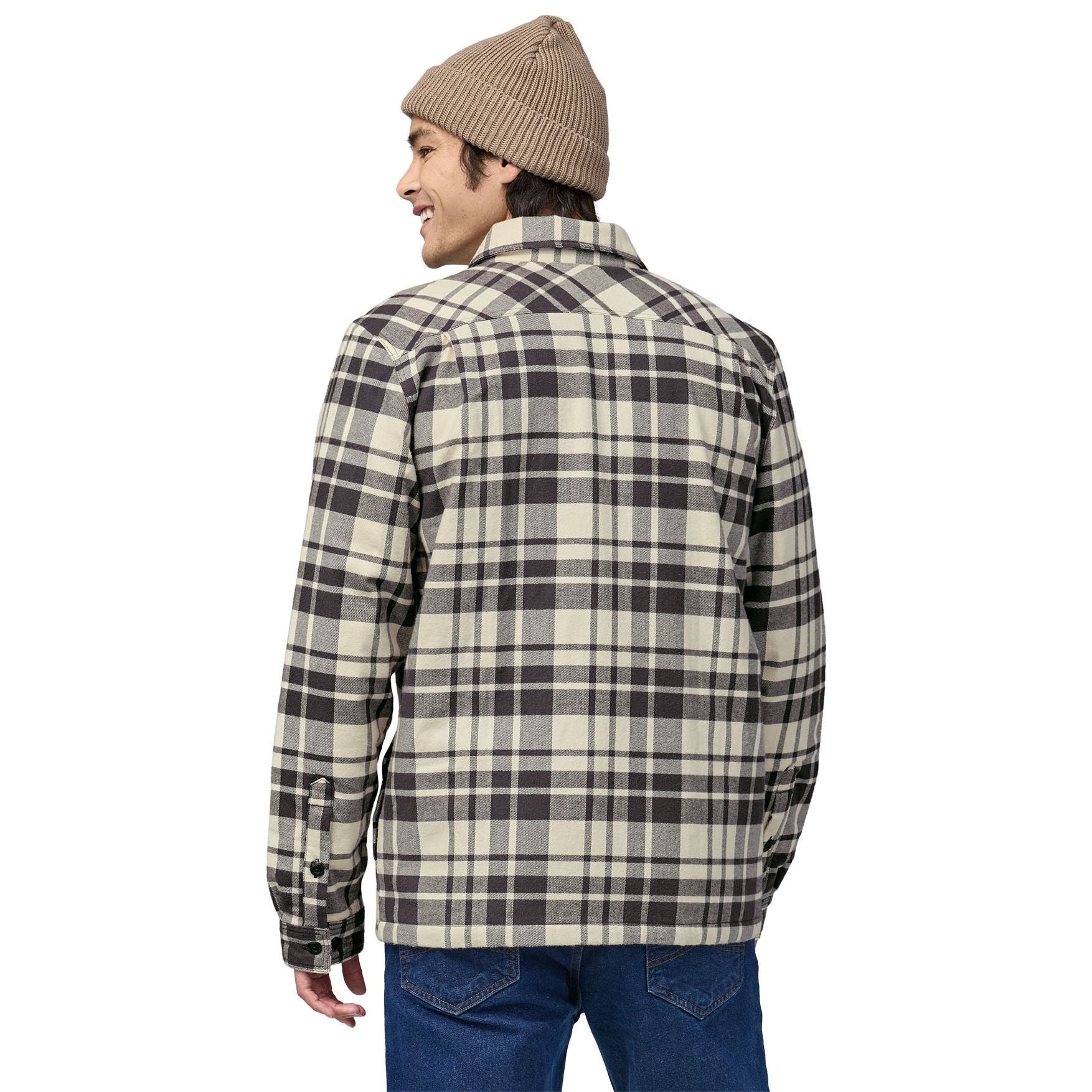 Patagonia Men's Insulated Organic Cotton Midweight Fjord Flannel Shirt Ice Caps: Smolder Blue Image 03