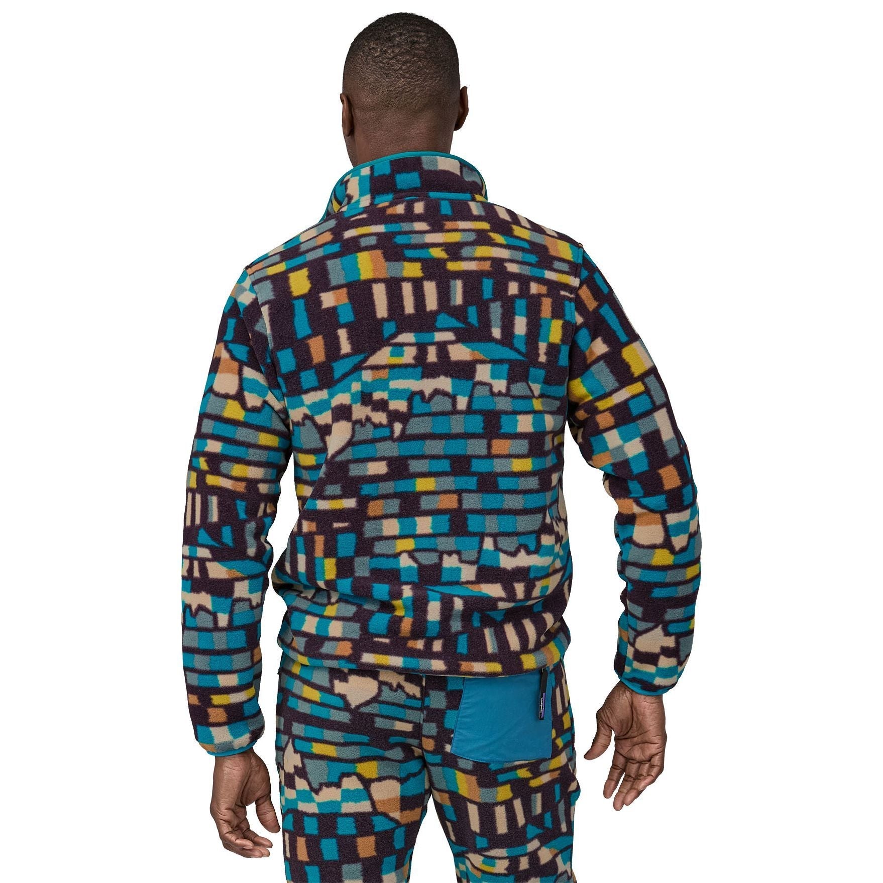 Patagonia Men's Lightweight Synchilla Snap - T Pullover Fitz Roy Patchwork: Belay Blue Image 03