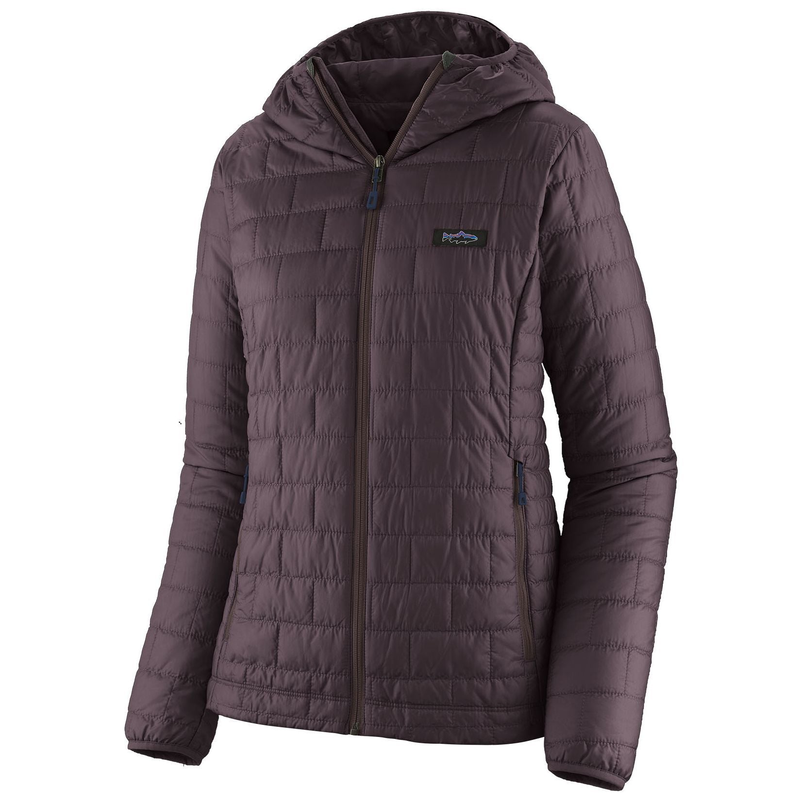 Patagonia Women's Nano Puff Fitz Roy Trout Hoody Obsidian Plum Image 01