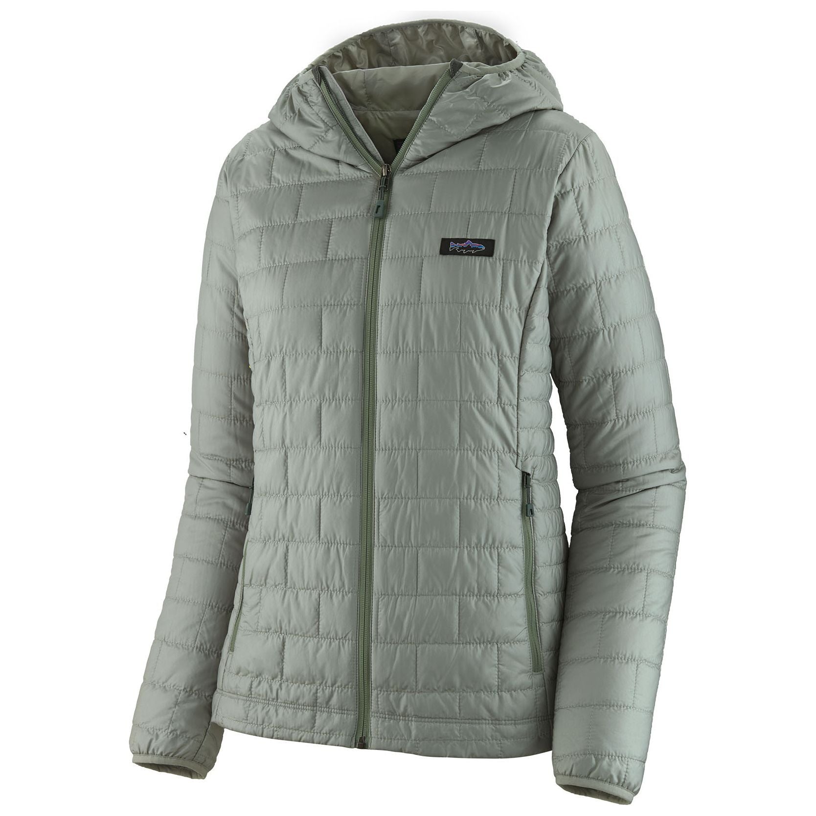 Patagonia Women's Nano Puff Fitz Roy Trout Hoody Sleet Green Image 01