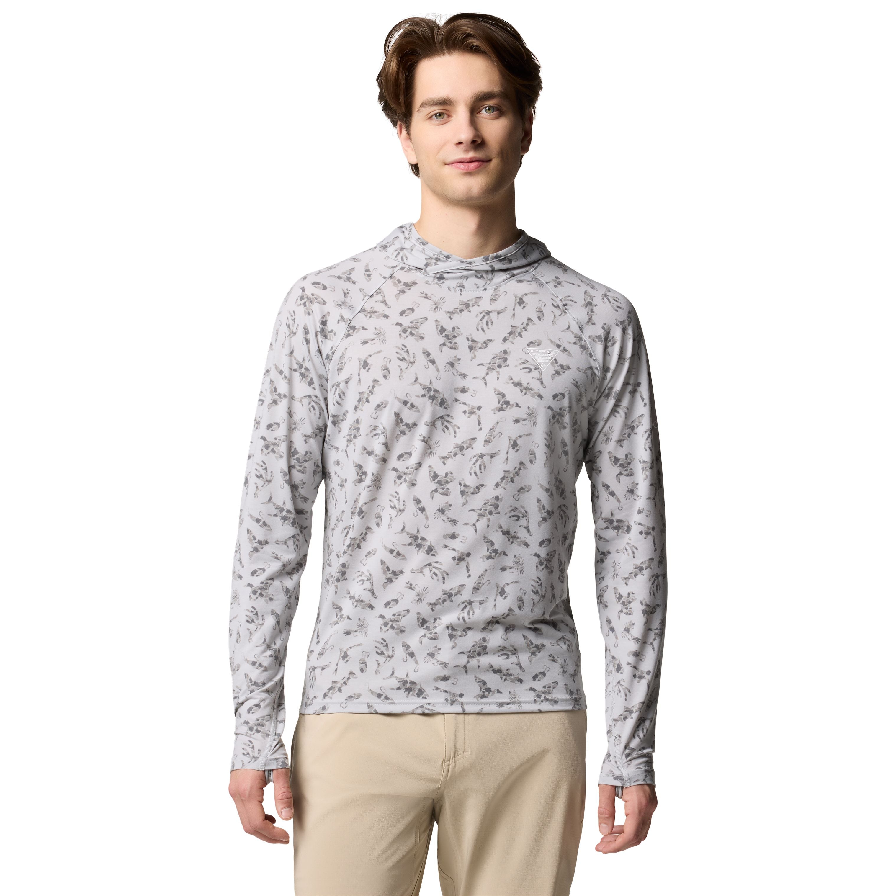 Columbia Men's PFG Uncharted Hoodie Cool Grey Heather Image 01