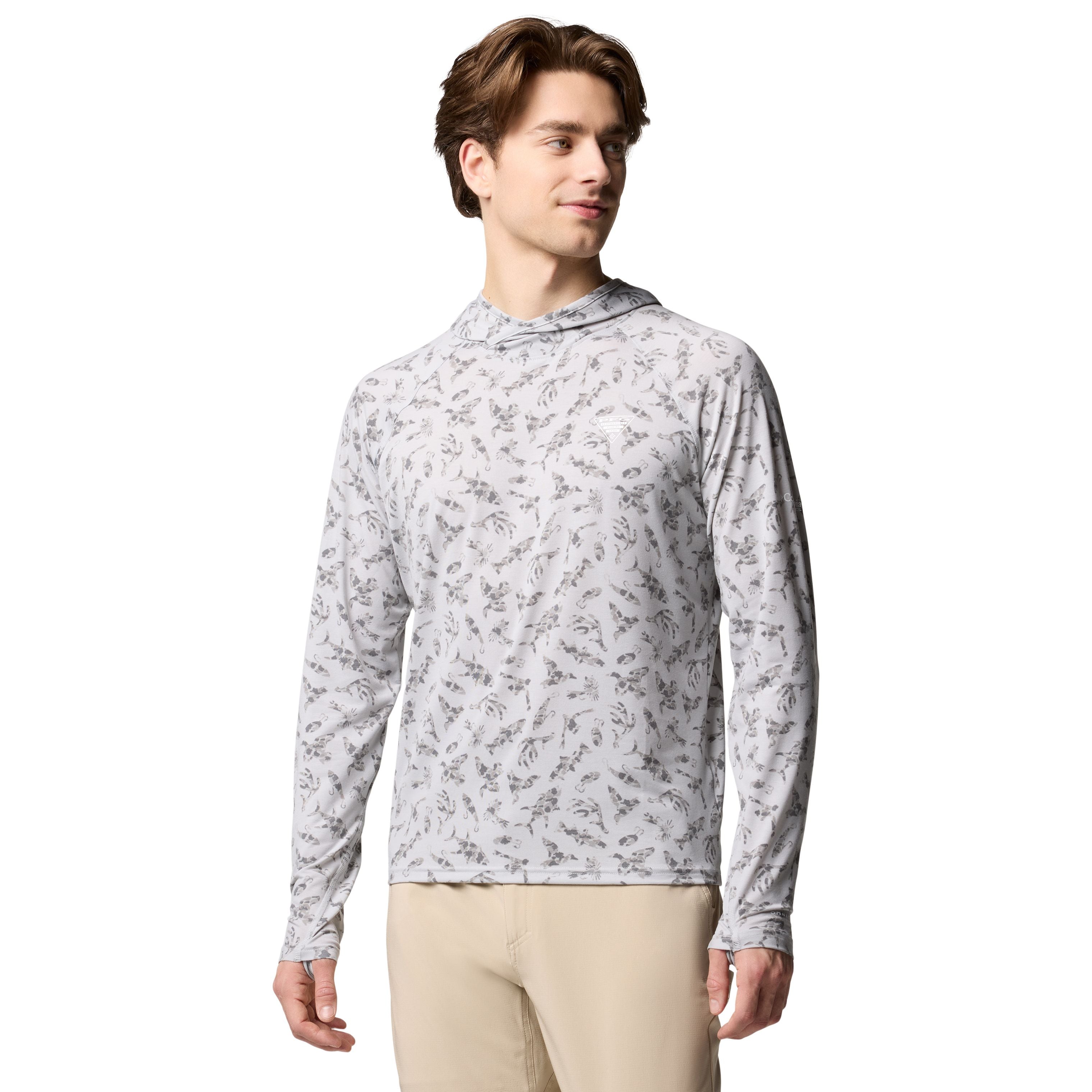 Columbia Men's PFG Uncharted Hoodie Cool Grey Heather Image 03