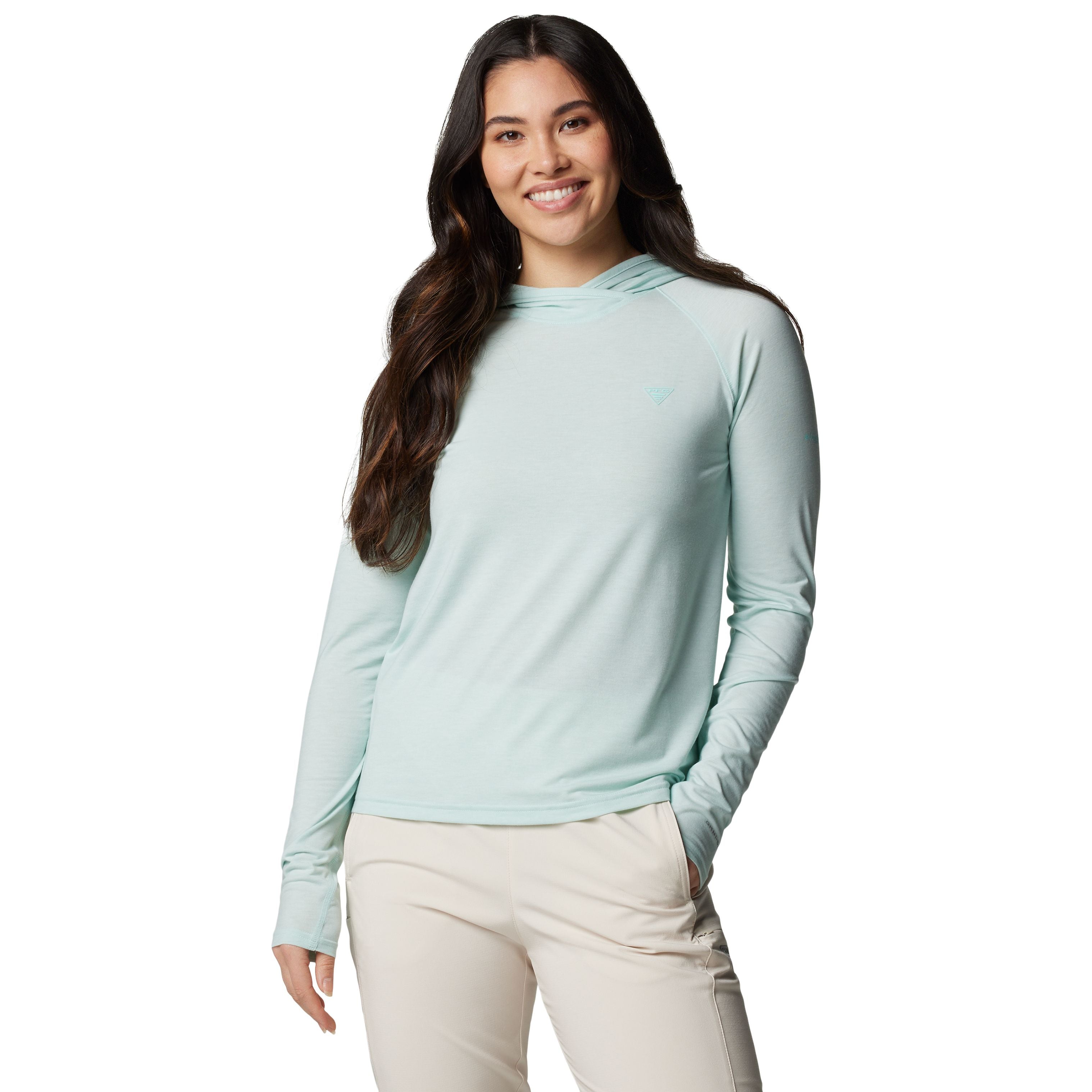 Columbia Women's PFG Uncharted Hoodie Icy Morn Heather Image 01