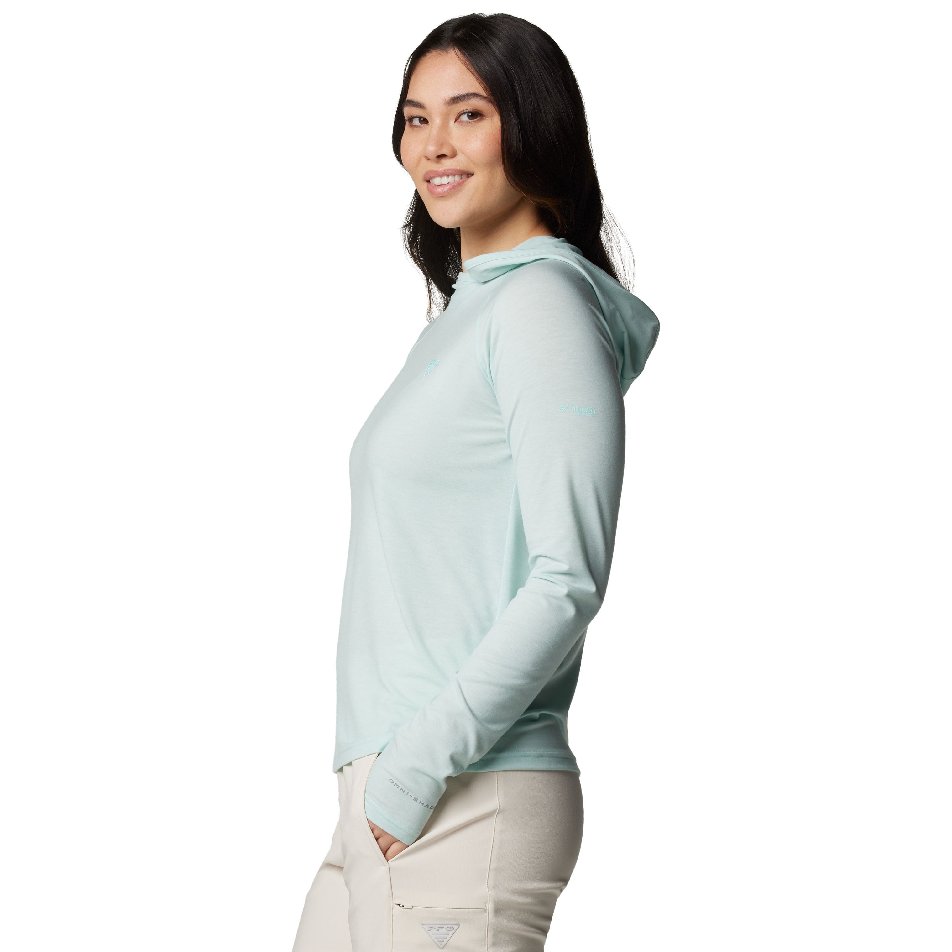 Columbia Women's PFG Uncharted Hoodie Icy Morn Heather Image 03