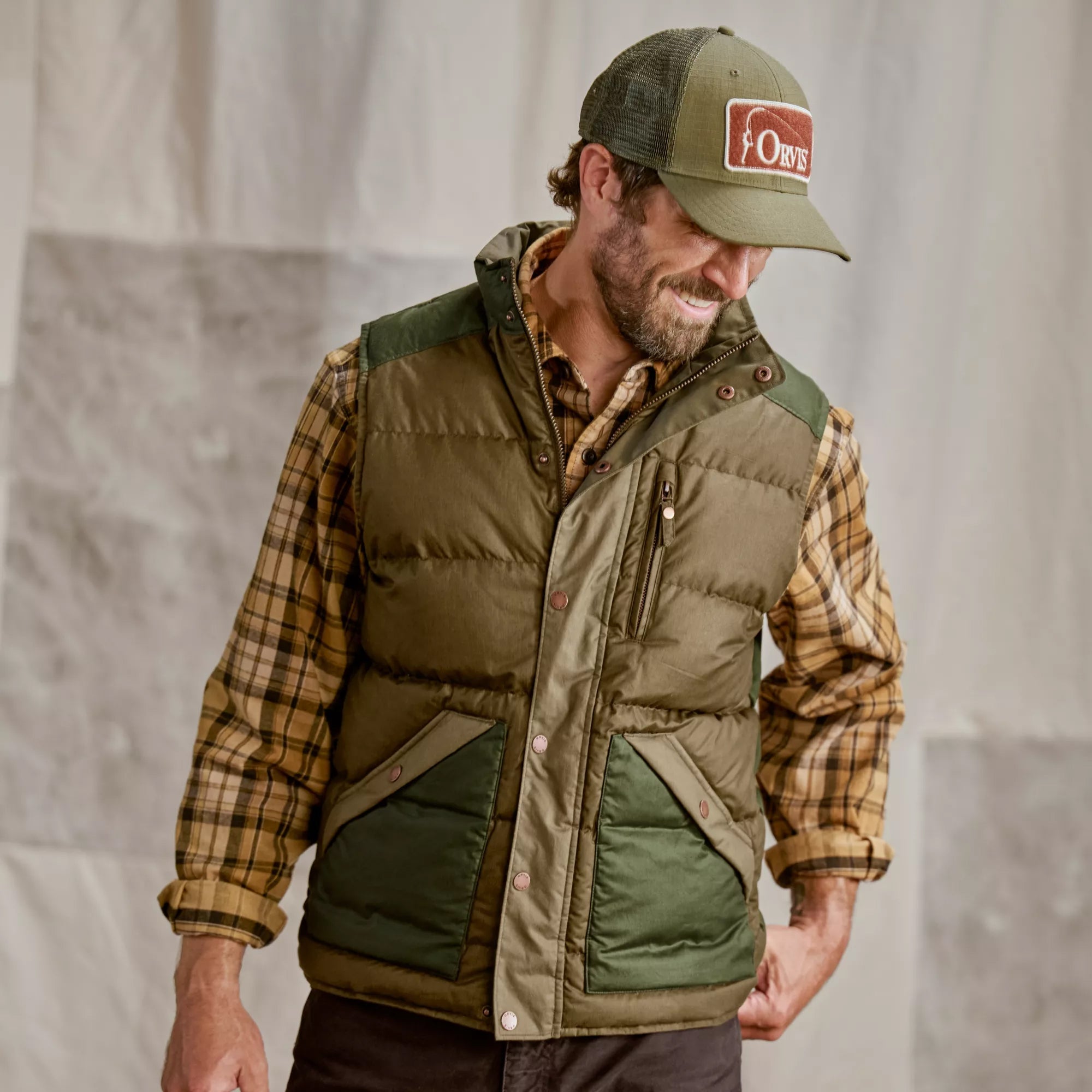 Orvis Ripstop Covert Trucker Hat Tarragon / Russet Image 02