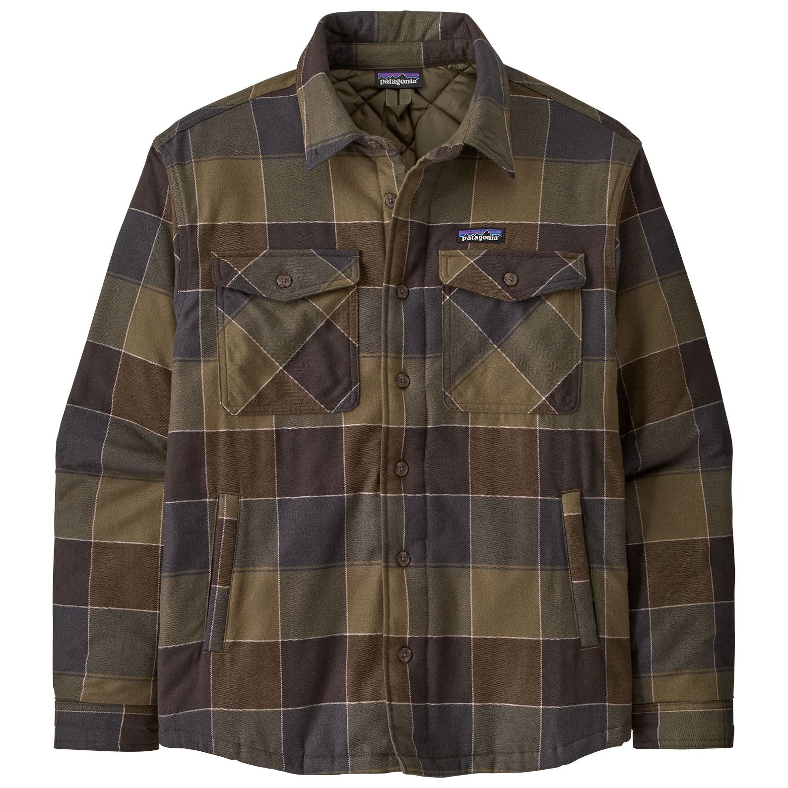 Patagonia Men's Lightweight Insulated Fjord Flannel Shirt Snow Owl: Basin Green Image 01