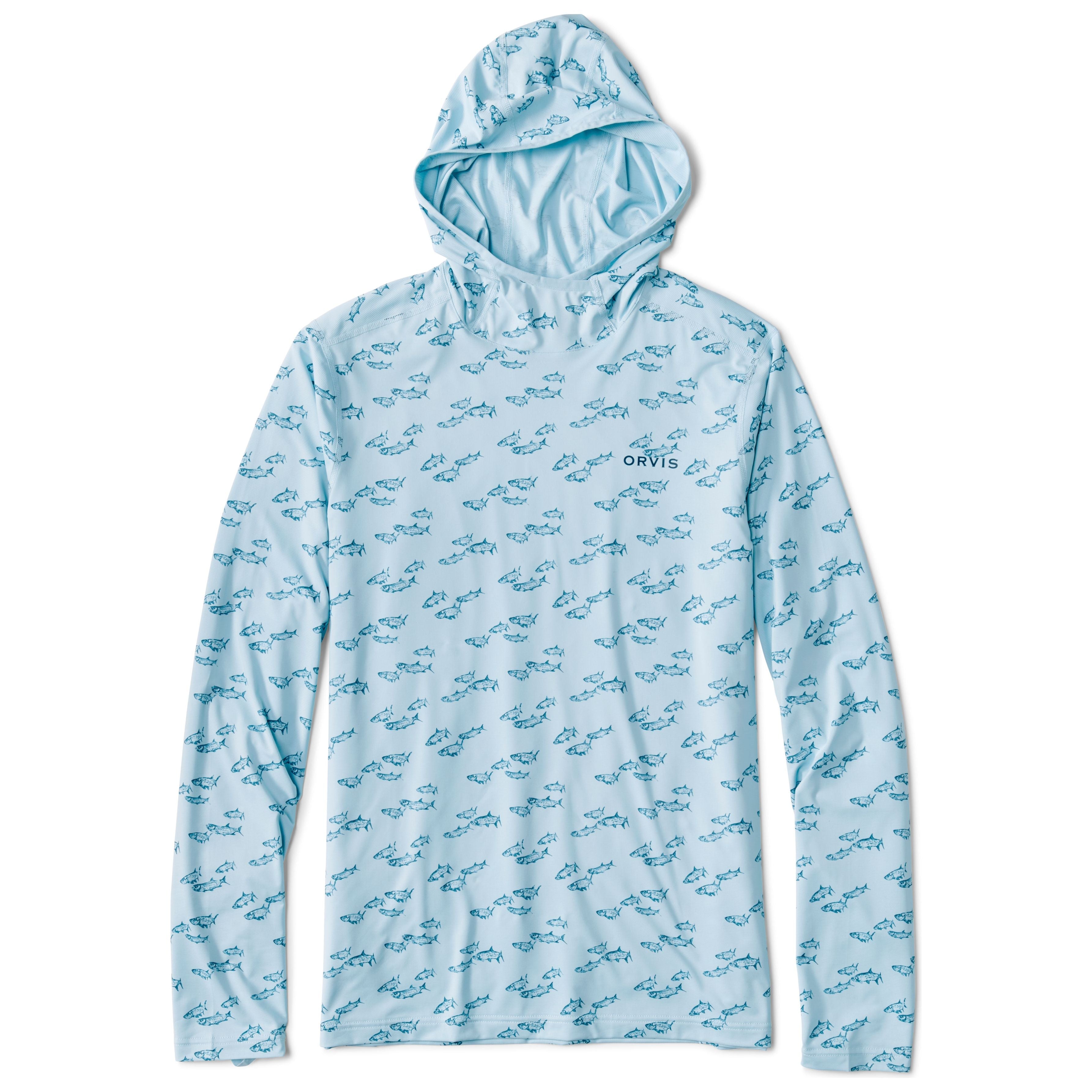 Orvis Sun Defense Printed Hoodie Blue Mist Tarpon Image 01