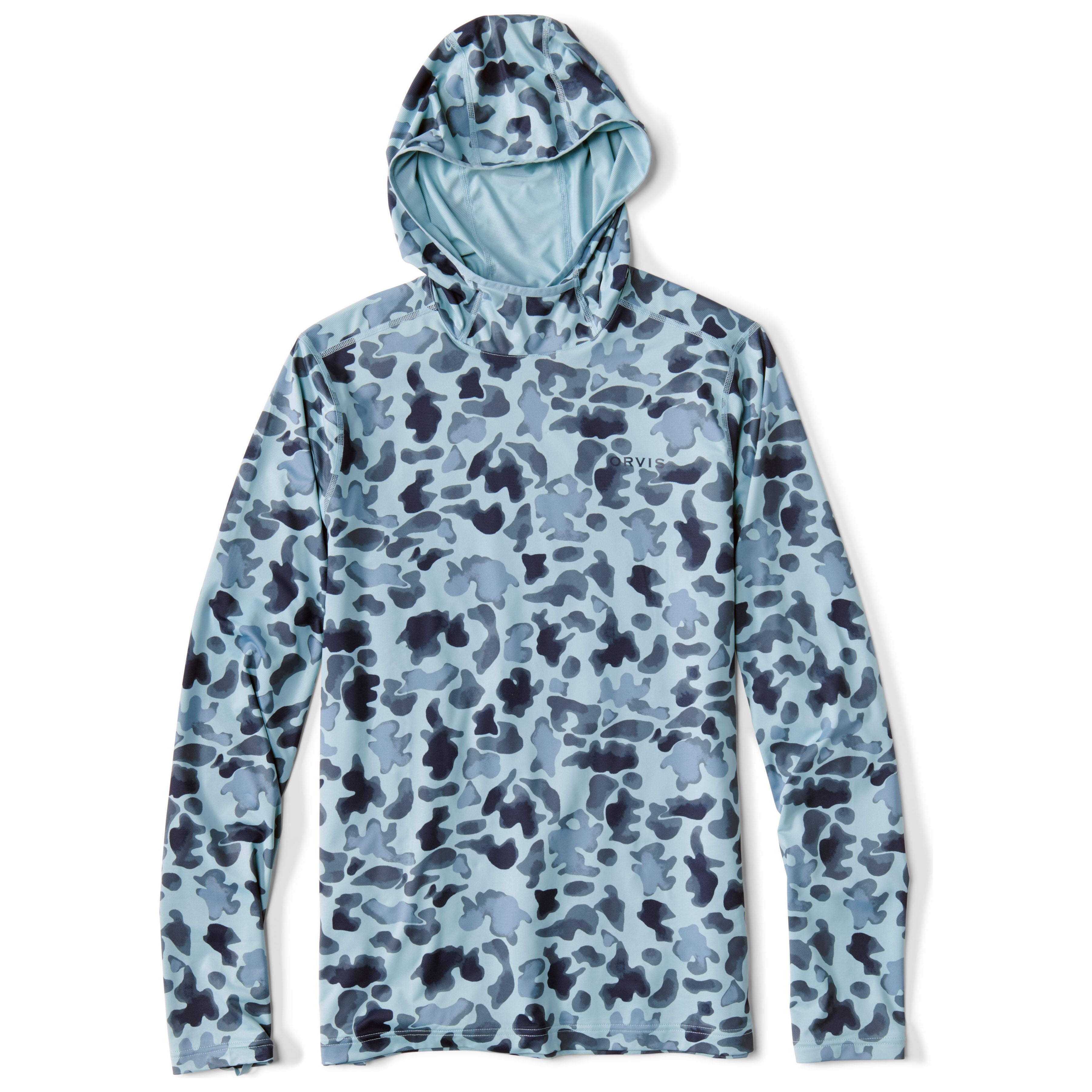 Orvis Sun Defense Printed Hoodie Blue Watercolor Camo Image 01