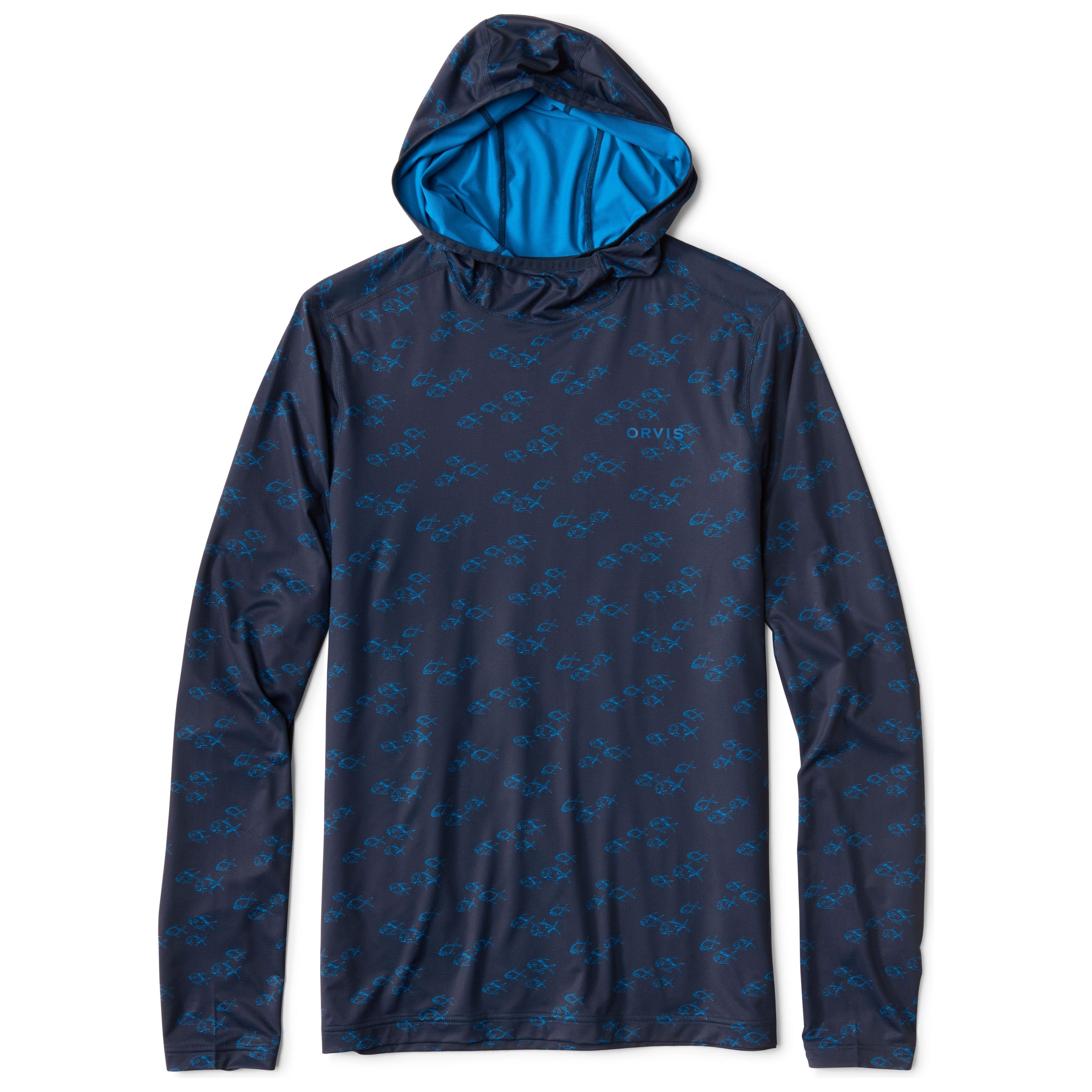 Orvis Sun Defense Printed Hoodie True Navy Permit Image 01