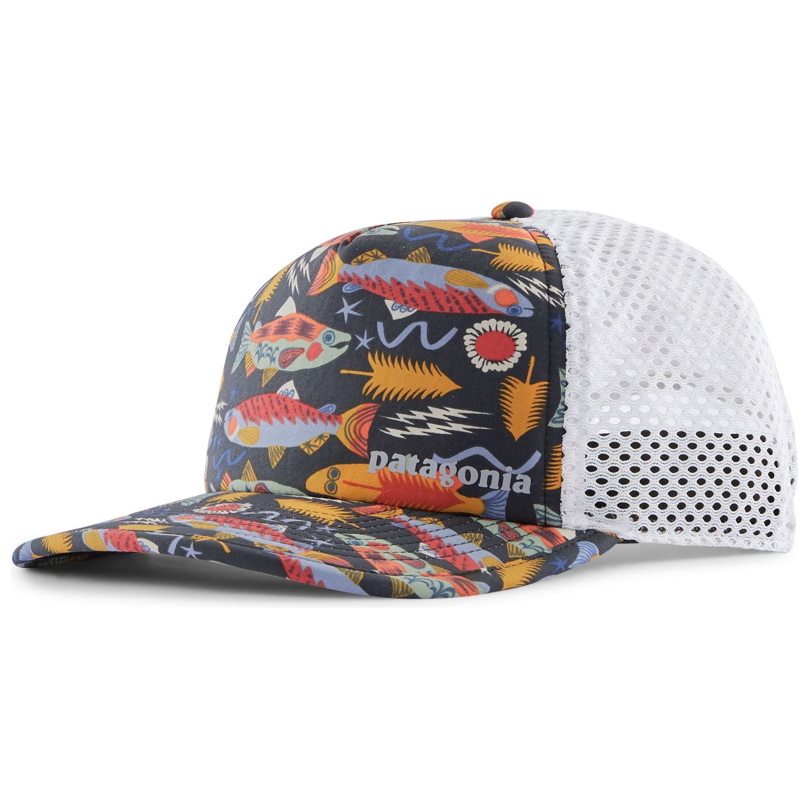 Patagonia Duckbill Trucker Hat Salmon Energy: Old Growth Green Image 01