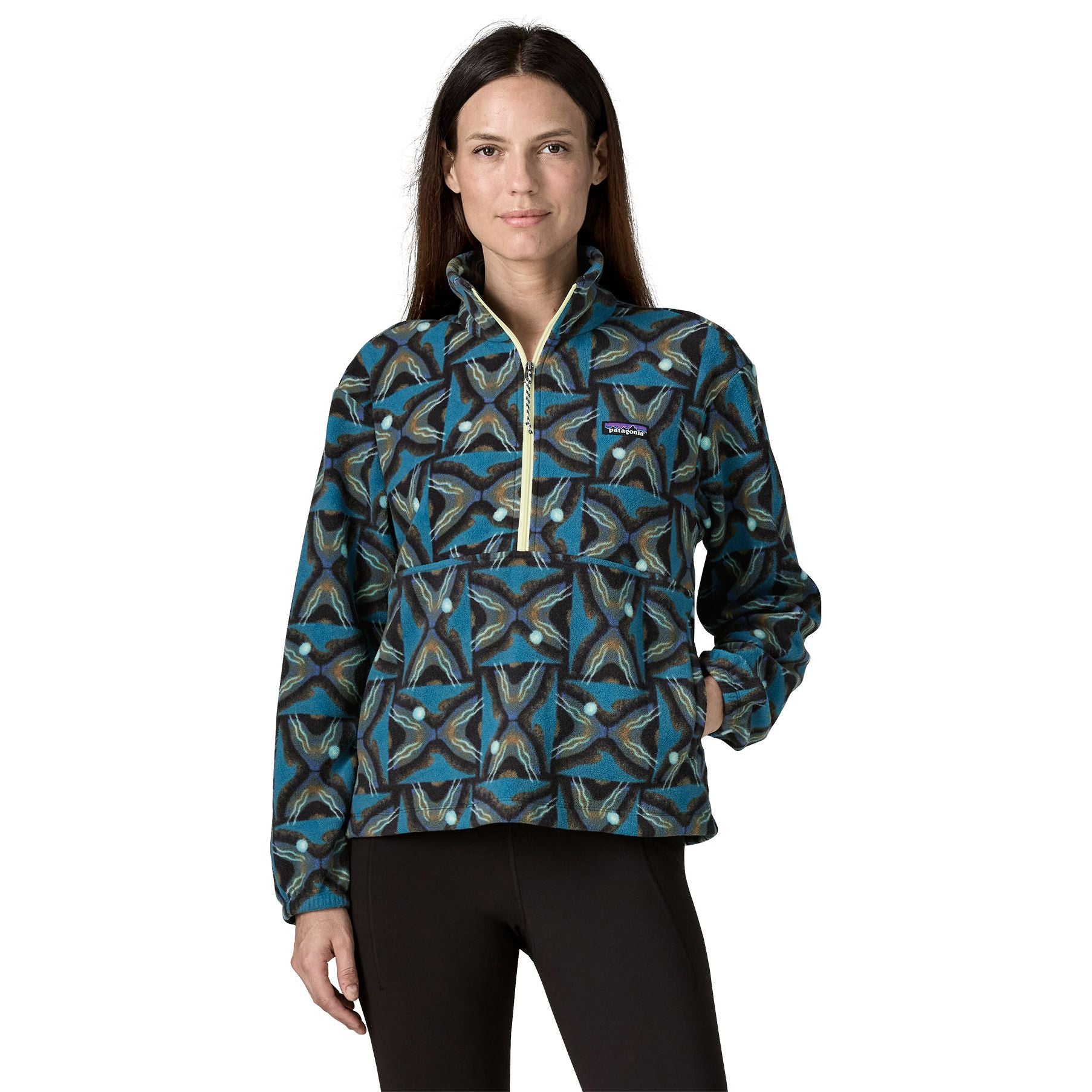 Patagonia Women's Micro D 1/2 Zip Fleece Pullover Deep Freeze: Black Image 02