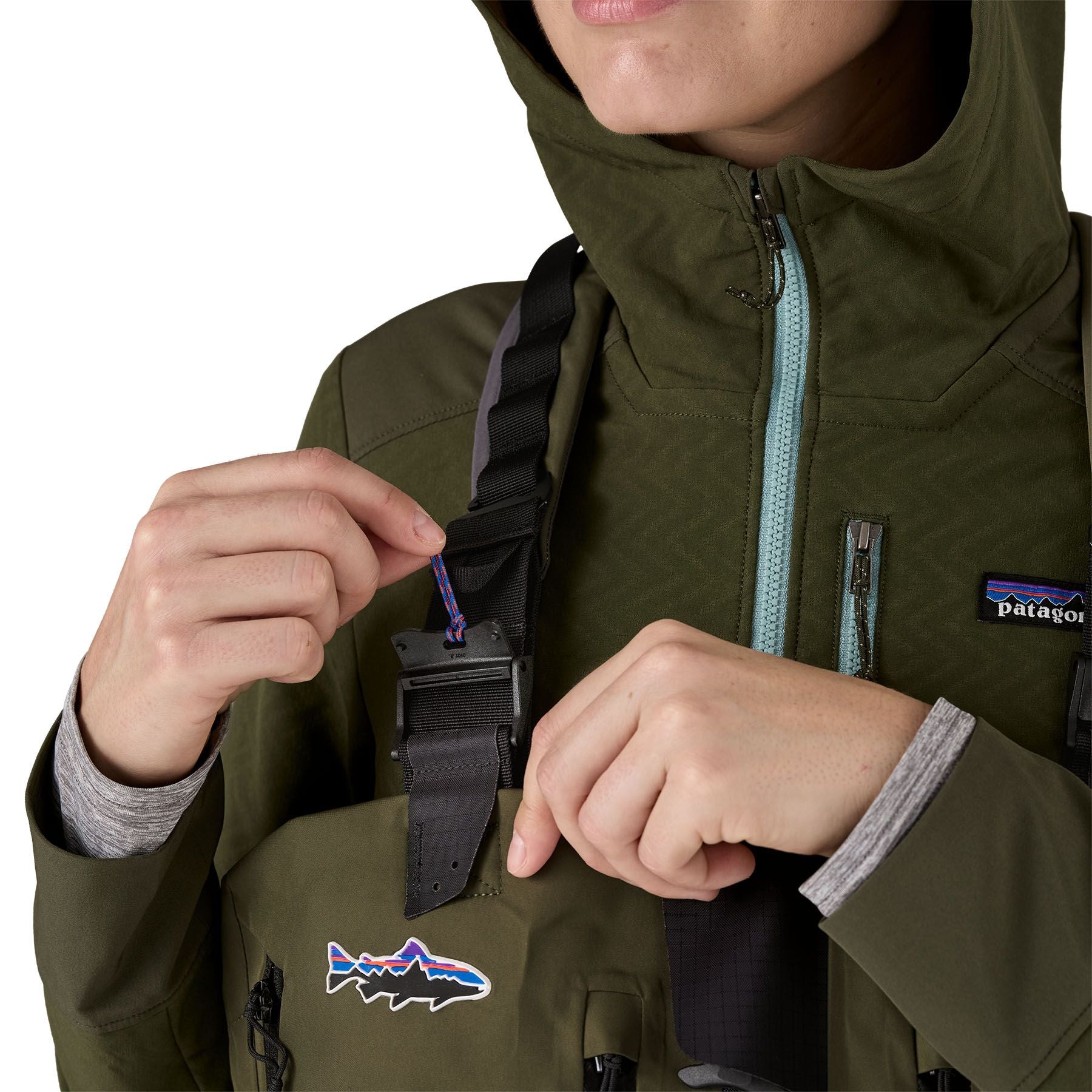 Patagonia Women's Swiftcurrent Expedition Zip-Front Waders Basin Green Image 08