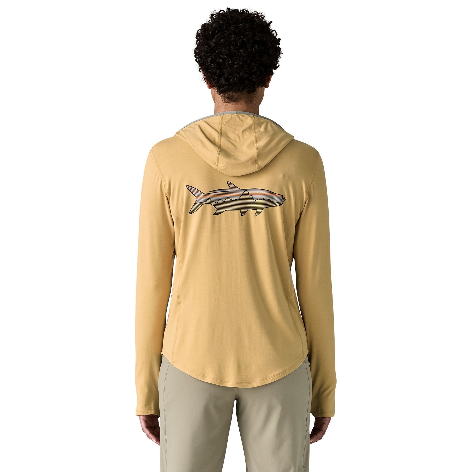 Patagonia Women's Tropic Comfort Natural Graphic Hoody Fitz Roy Tarpon: Beeswax Tan Image 04