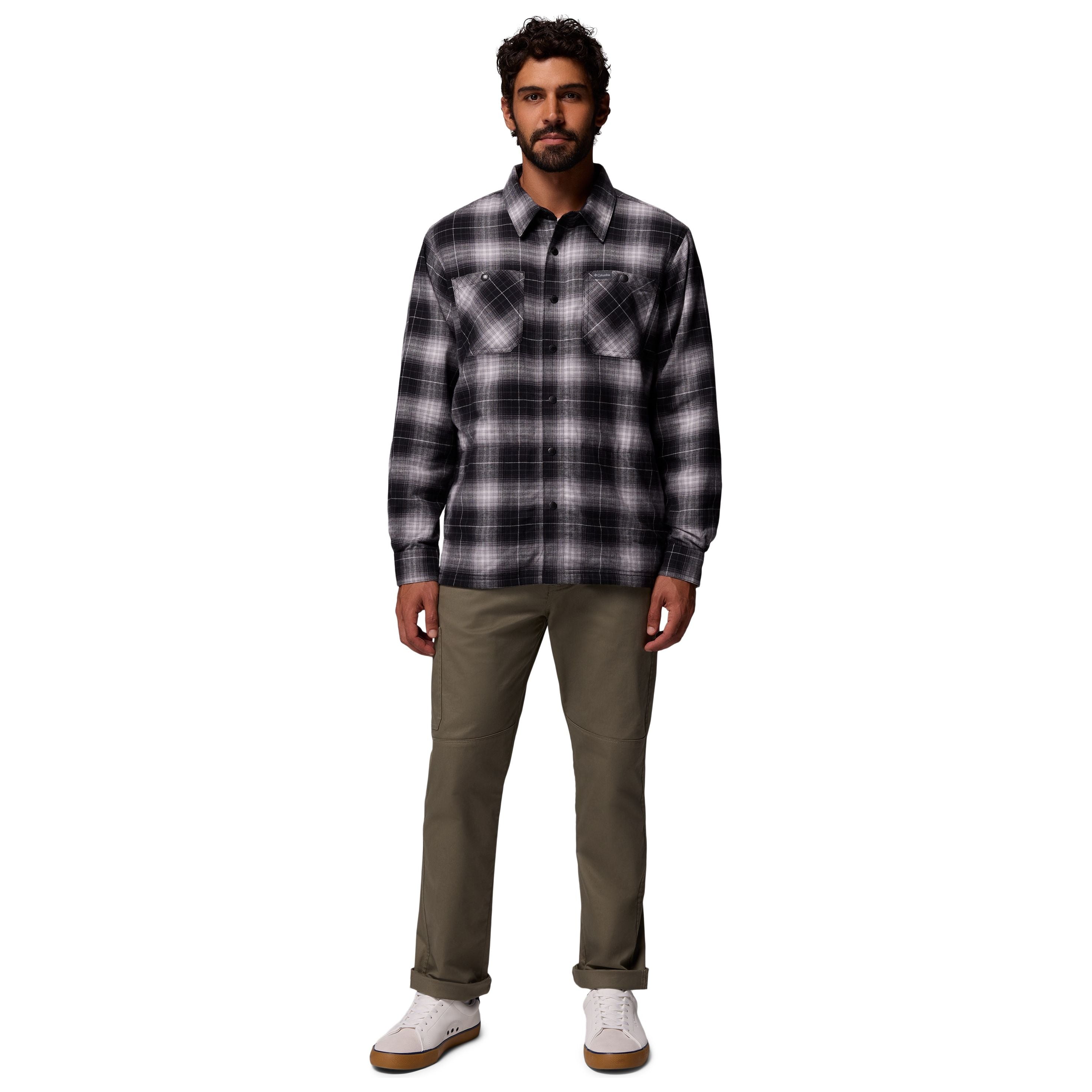 Columbia Men's Cornell Woods Fleece Lined Shirt Jacket Black Lumberjack Tartan Image 02