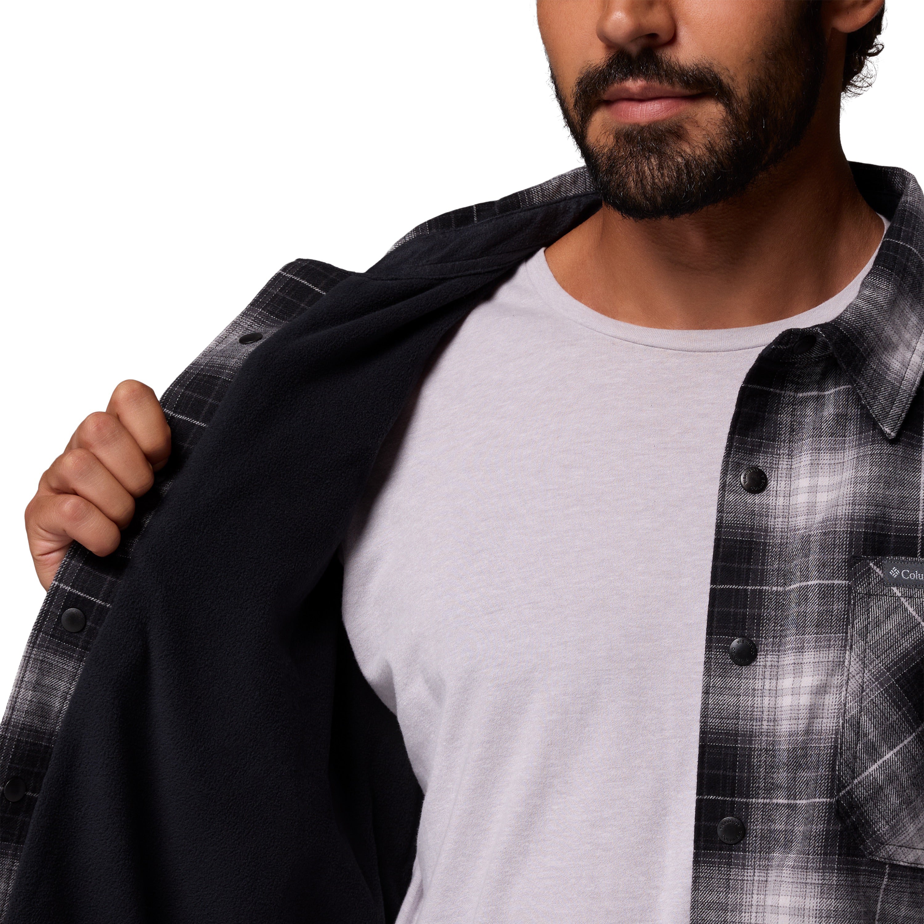 Columbia Men's Cornell Woods Fleece Lined Shirt Jacket Black Lumberjack Tartan Image 06