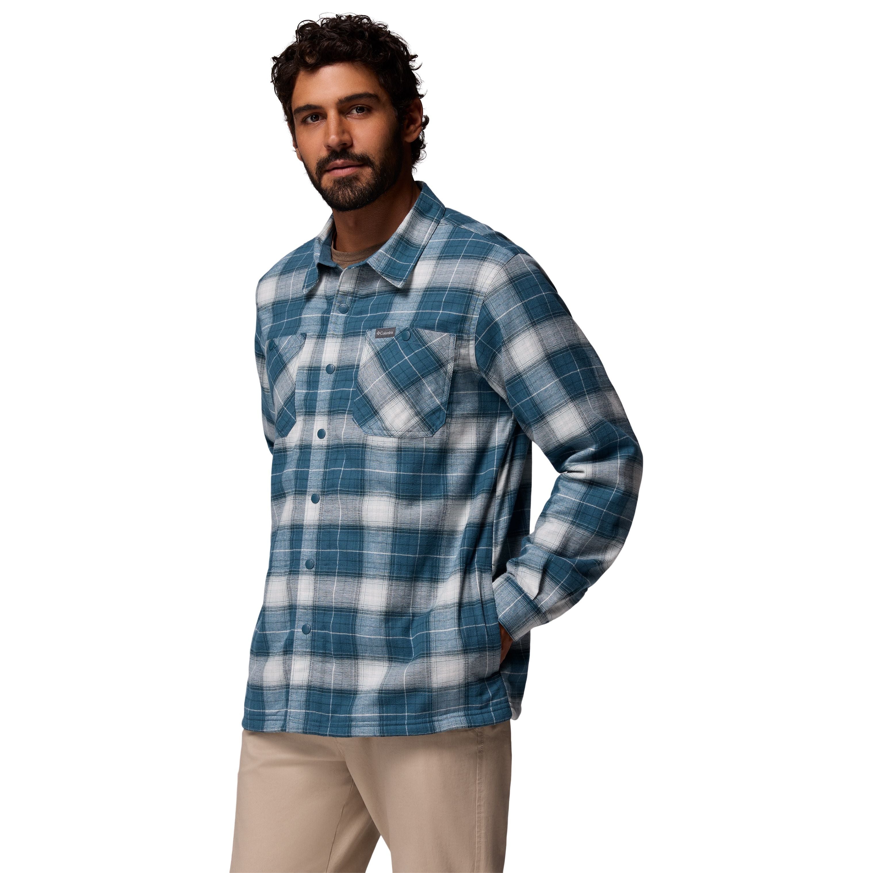 Columbia Men's Cornell Woods Fleece Lined Shirt Jacket Everblue Lumberjack Tartan Image 04