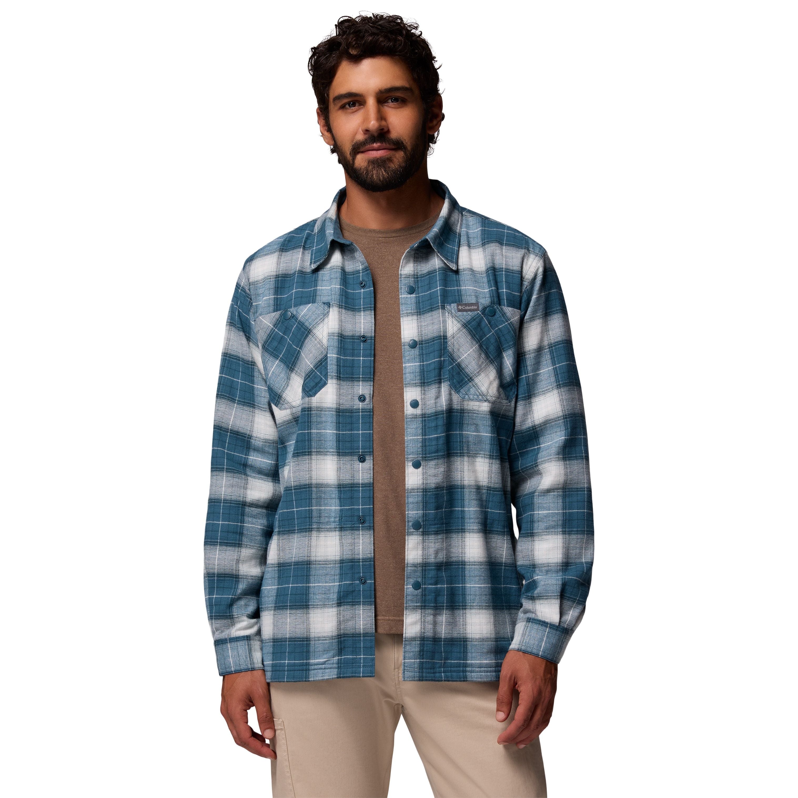 Columbia Men's Cornell Woods Fleece Lined Shirt Jacket Everblue Lumberjack Tartan Image 05