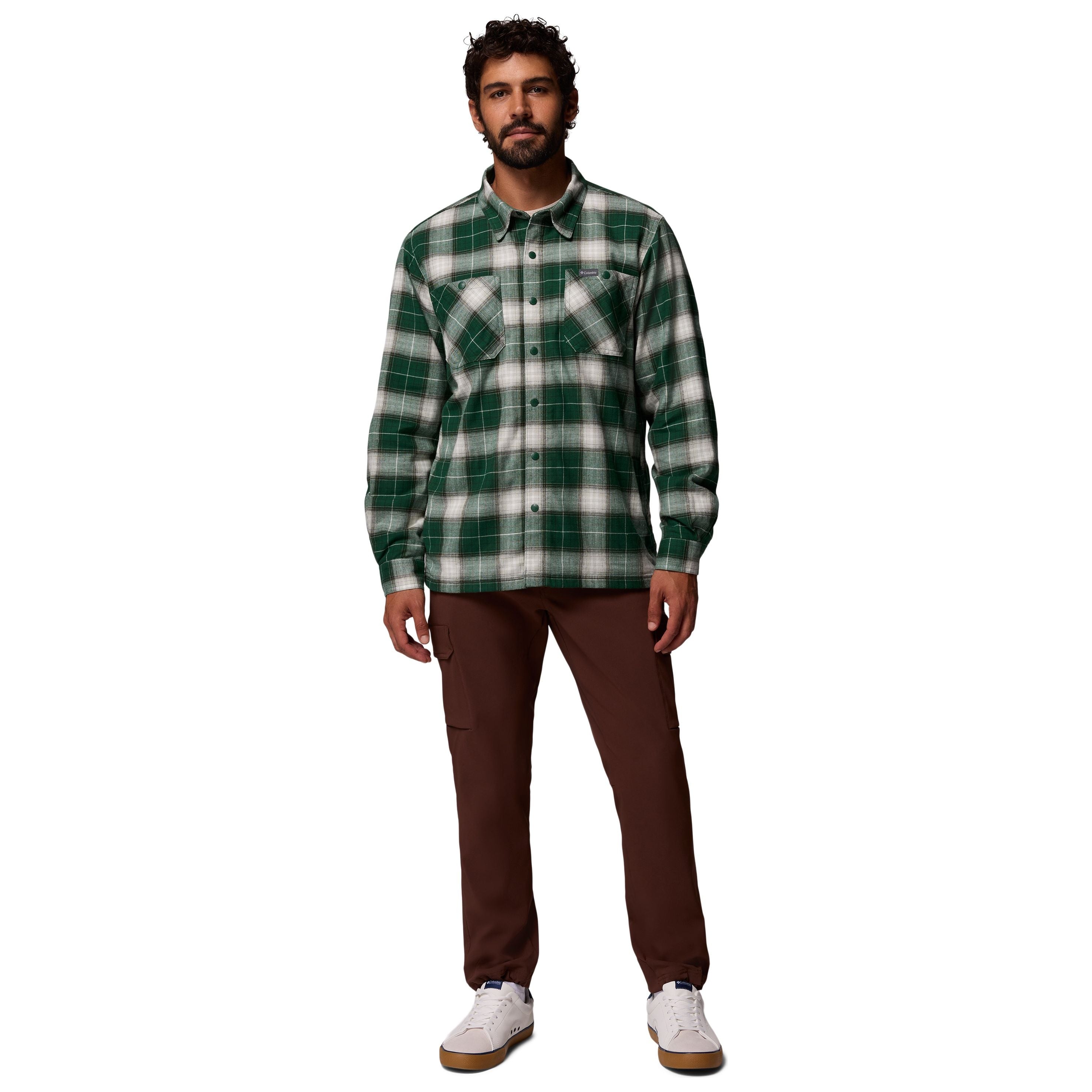 Columbia Men's Cornell Woods Fleece Lined Shirt Jacket Rain Forest Lumberjack Tartan Image 02