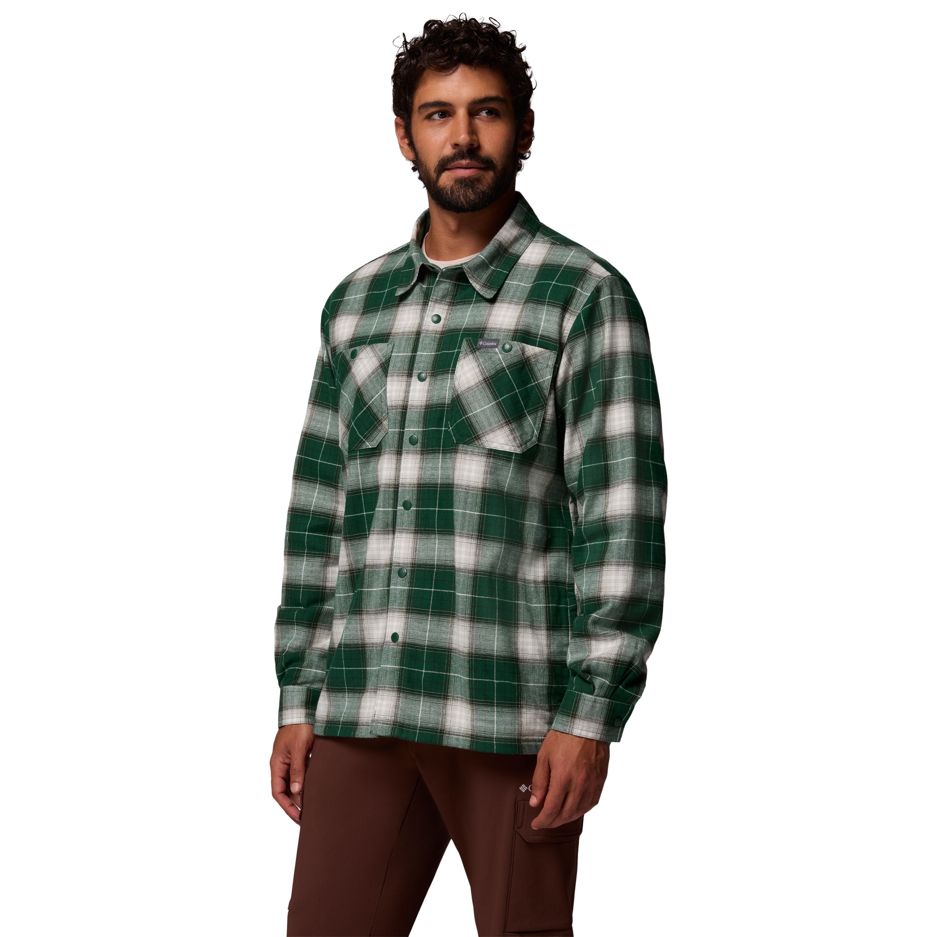 Columbia Men's Cornell Woods Fleece Lined Shirt Jacket Rain Forest Lumberjack Tartan Image 04