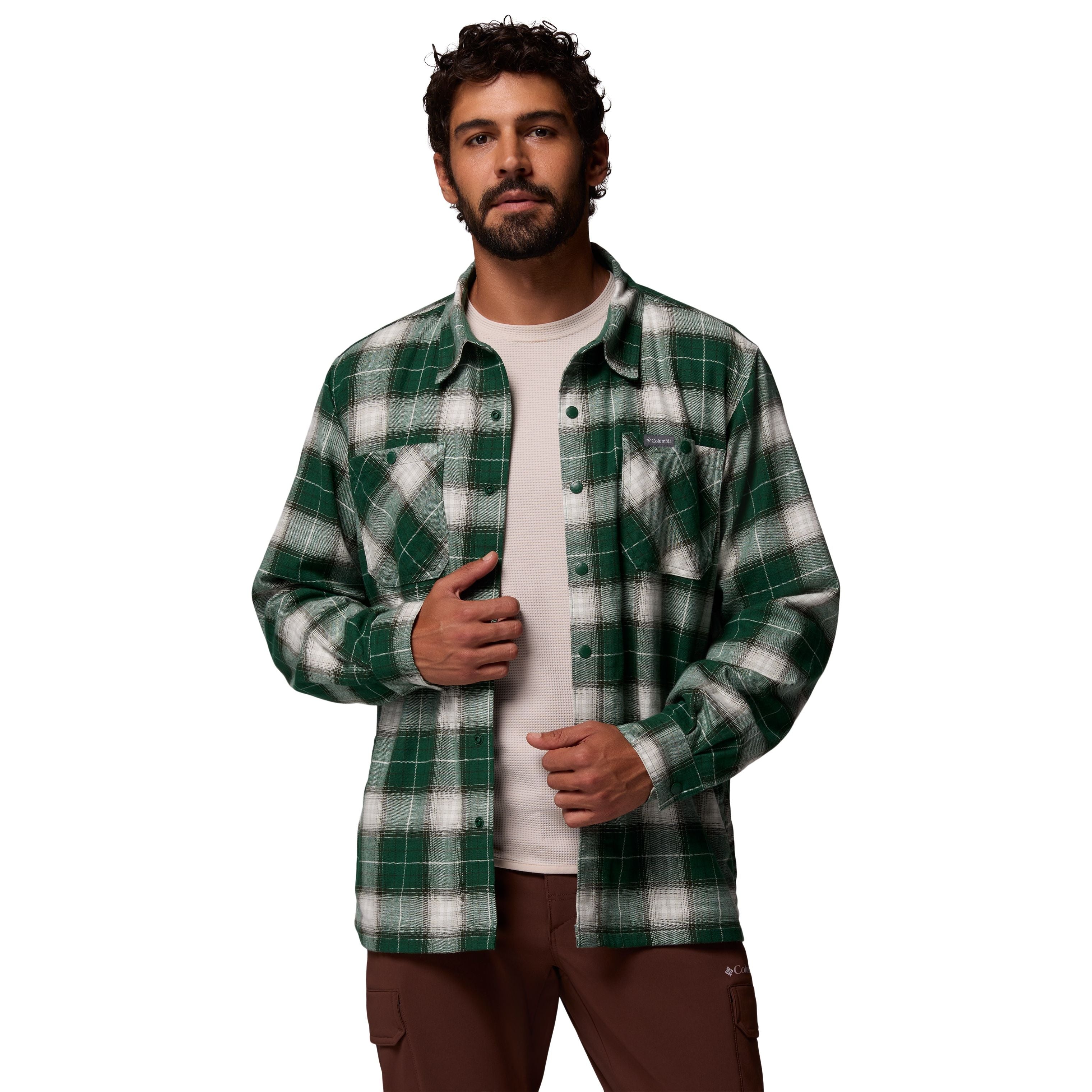 Columbia Men's Cornell Woods Fleece Lined Shirt Jacket Rain Forest Lumberjack Tartan Image 05