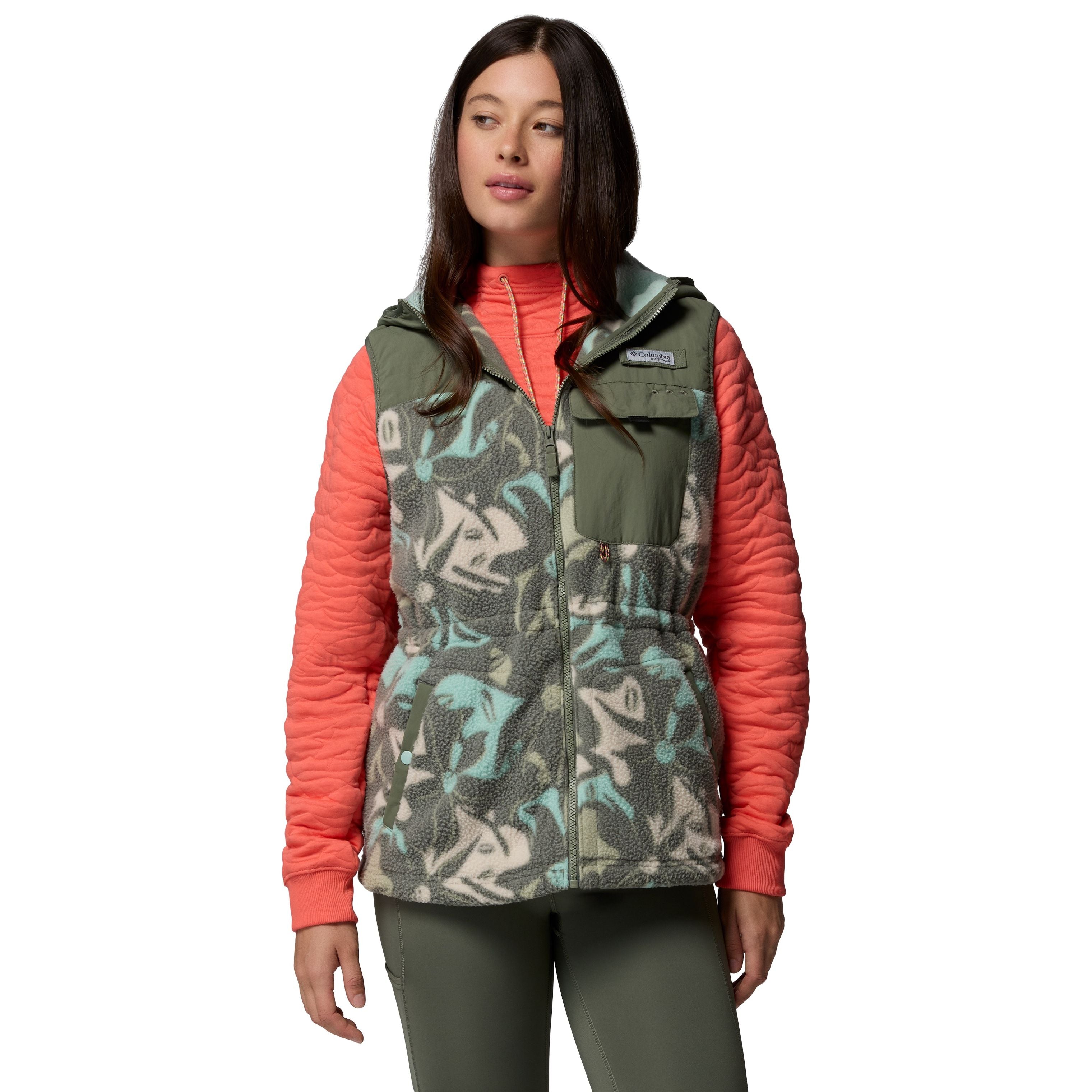 Columbia Women's PFG Open Water Fleece Vest Cypress Floroflauge Cypress Image 01
