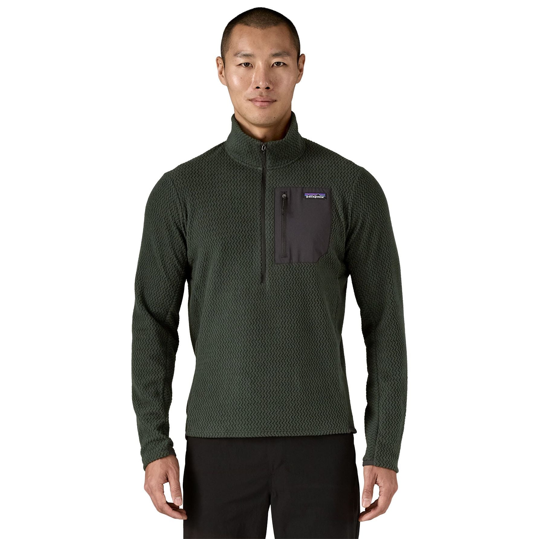Patagonia Men's R1 Air Zip Neck Old Growth Green Image 03