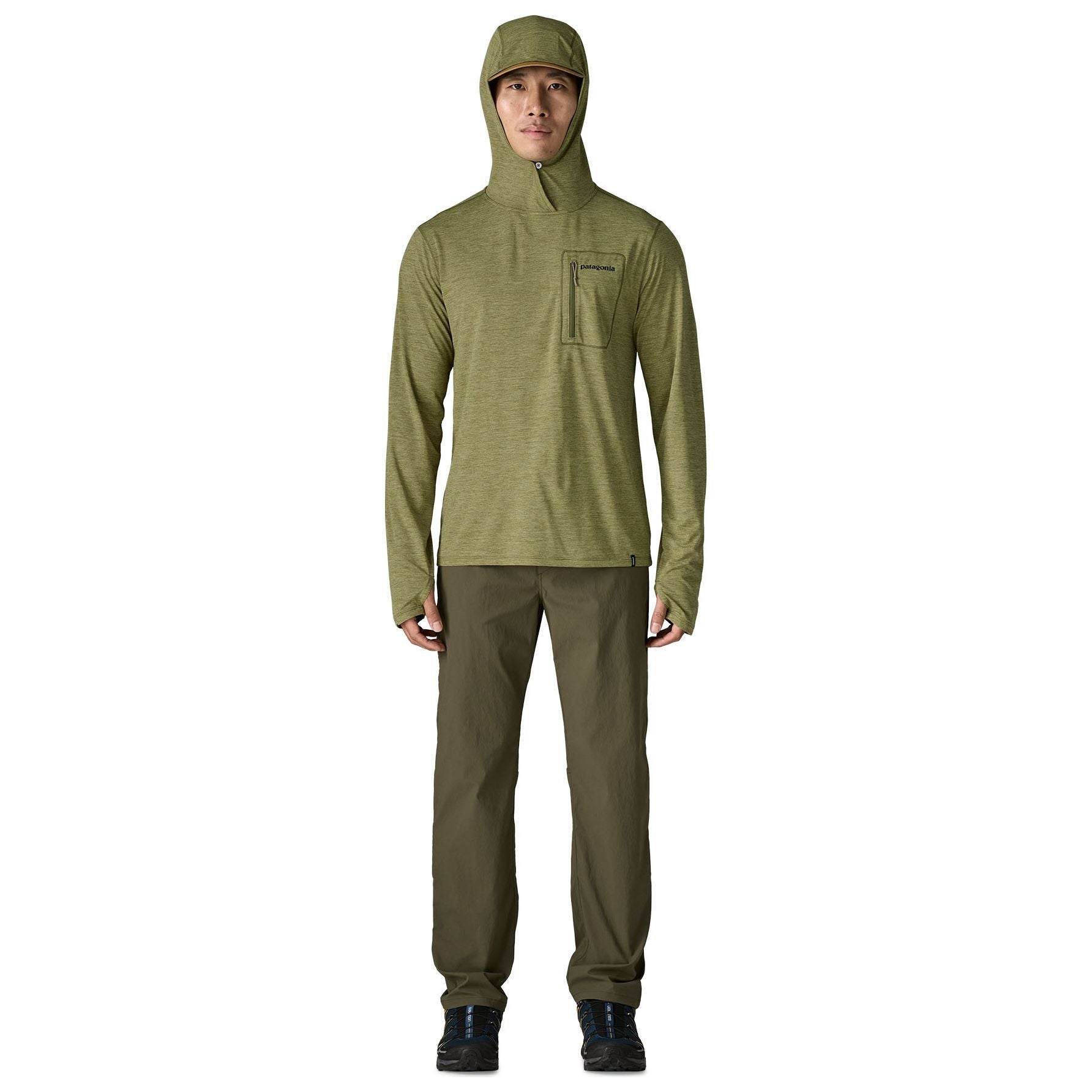Patagonia Men's Capilene Cool Sun Hoody - Fitz Roy Trout Caper Green - Buckhorn Green X-Dye