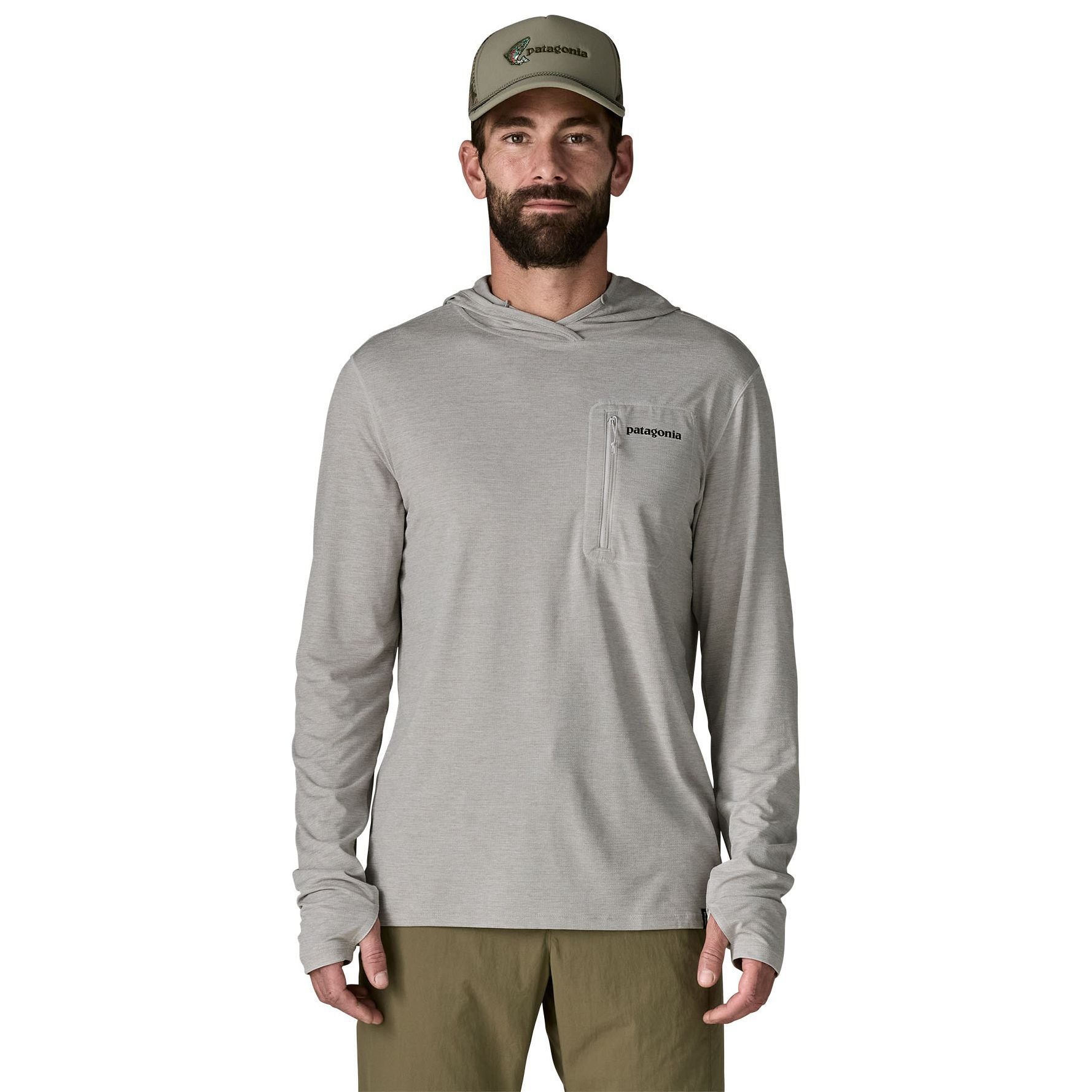 Patagonia Men's Capilene Cool Sun Hoody - Fitz Roy Trout Crisp Grey - Salt Grey X-Dye