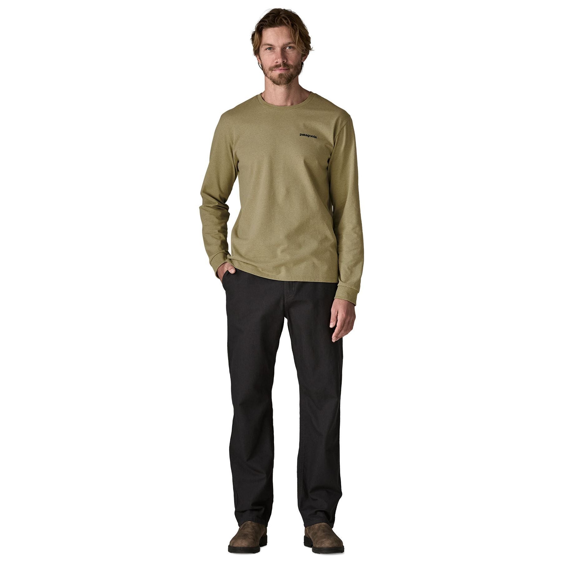 Patagonia Men's Long-Sleeved Home Water Trout Responsibili-Tee Gumtree Green