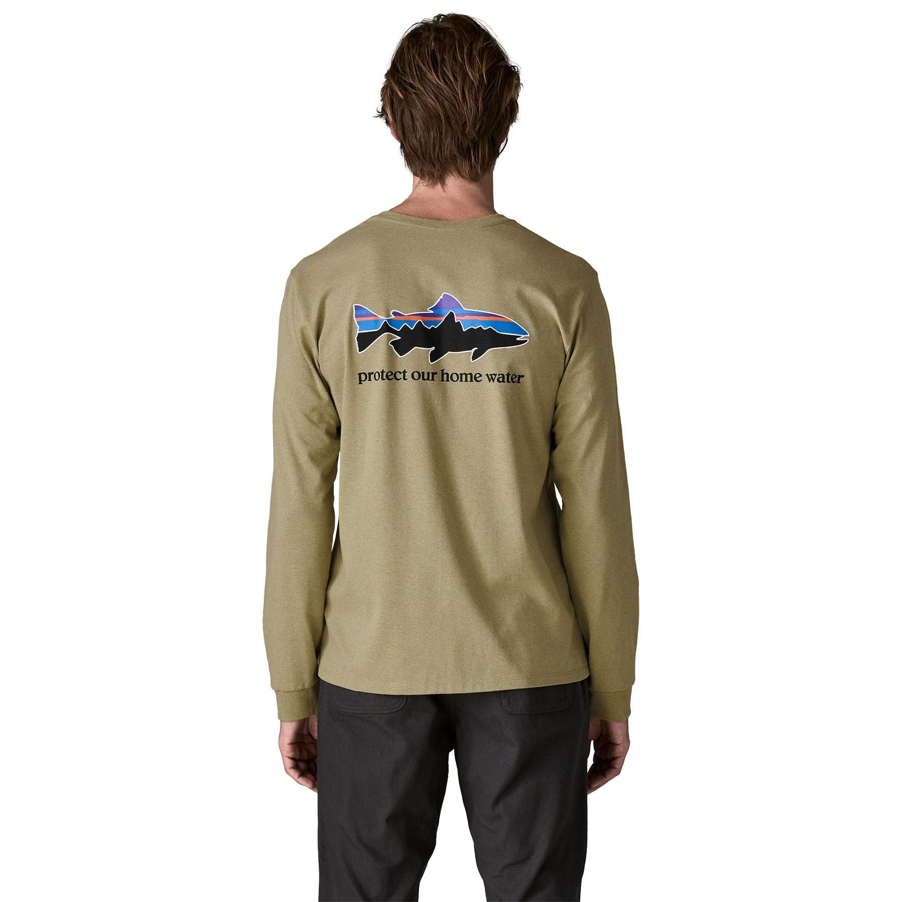 Patagonia Men's Long-Sleeved Home Water Trout Responsibili-Tee Gumtree Green