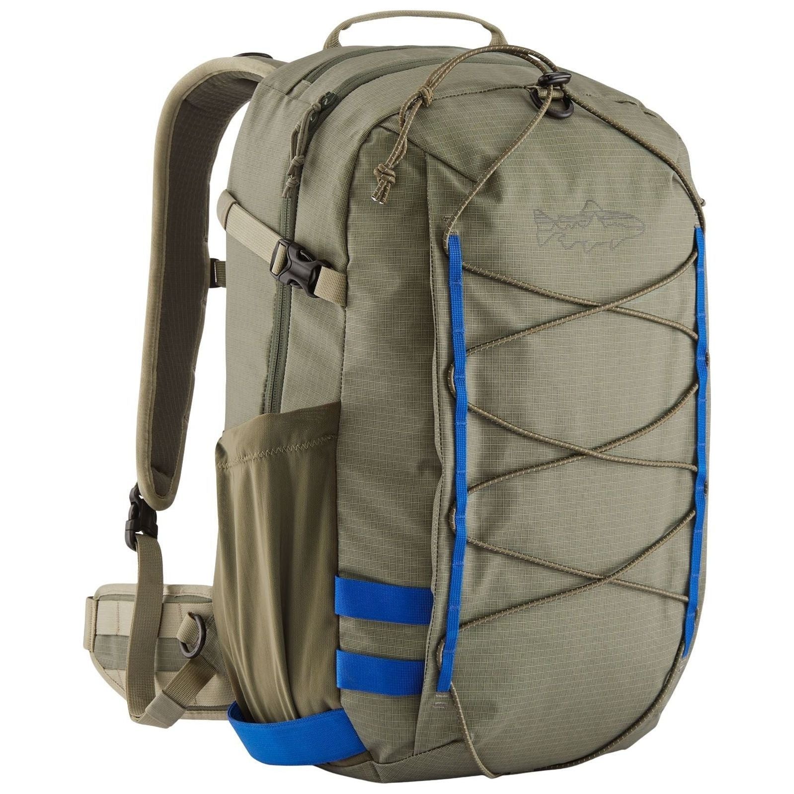 Patagonia Stealth Backpack 25L River Rock Green with P6 Blue