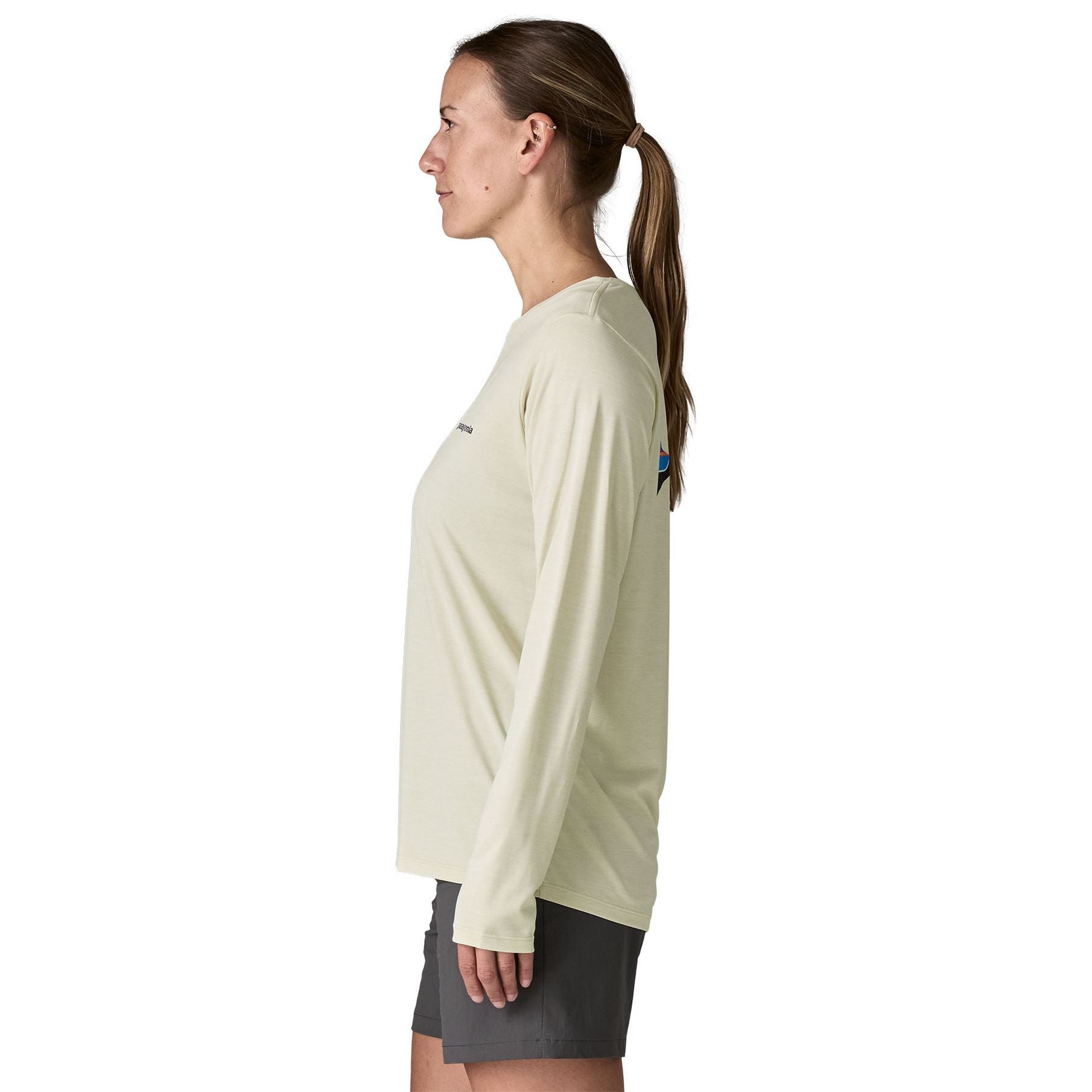 Patagonia Women's Long-Sleeved Capilene Cool Daily Shirt - Fitz Roy Trout Dyno White